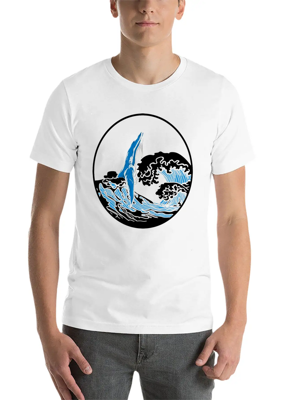 Playful Hump Back Whale Aesthetic Design Essential Cotton Tee For Daily Outfits – Unisex Style