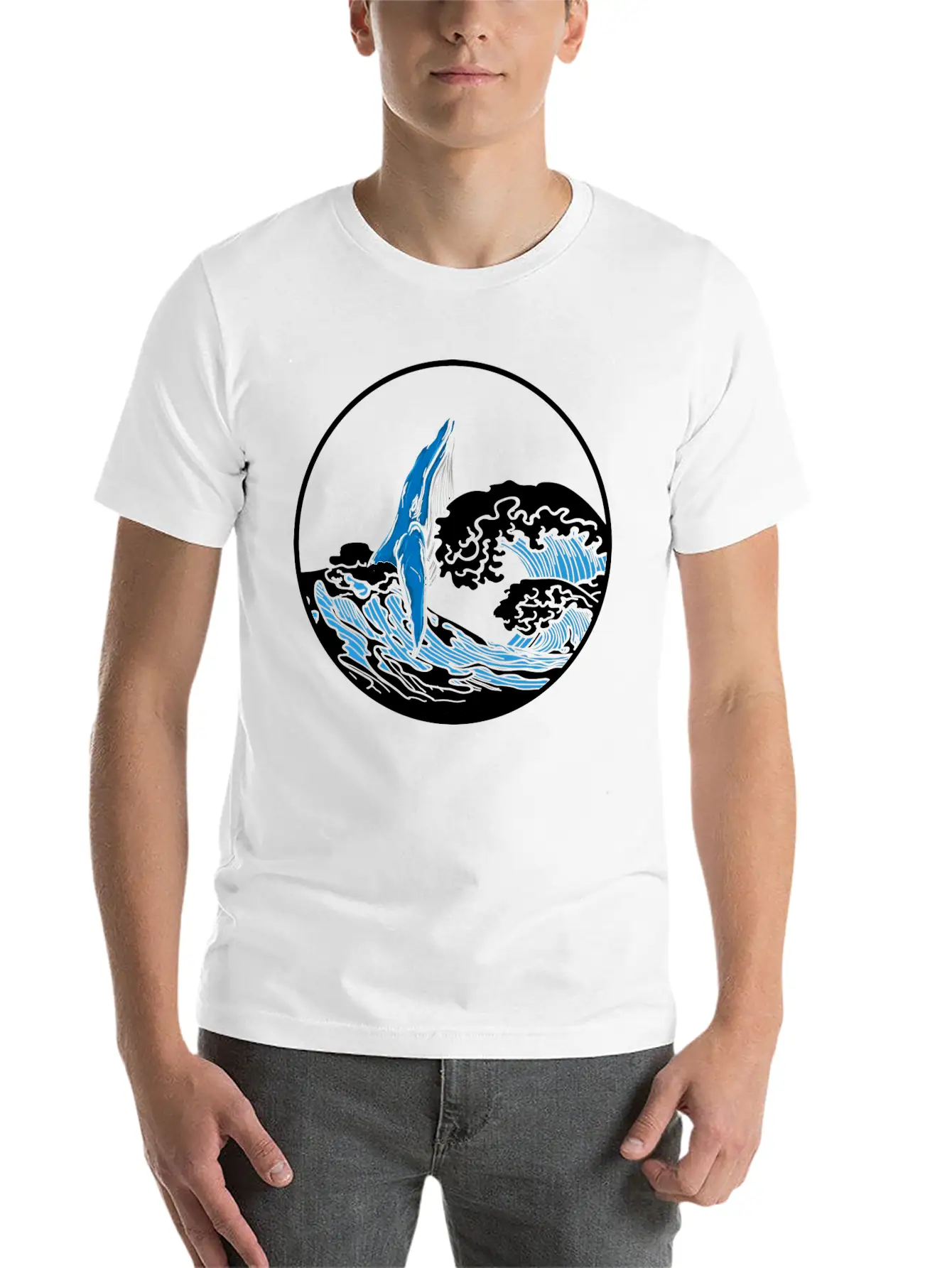 Playful Hump Back Whale Aesthetic Design Essential Cotton Tee For Daily Outfits – Unisex Style