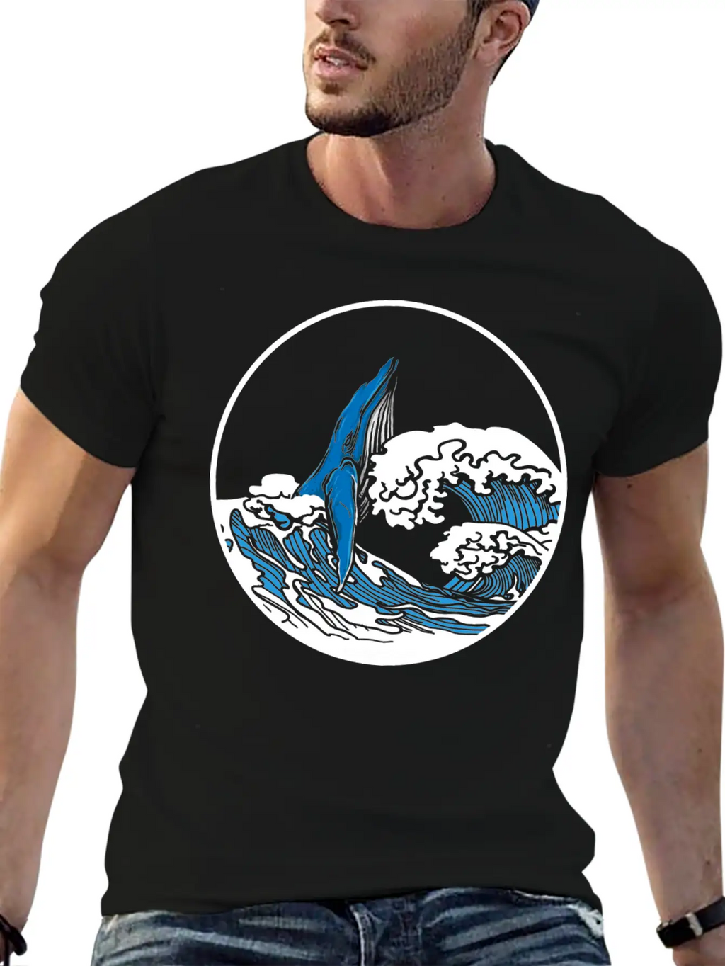 Playful Hump Back Whale Aesthetic Design Essential Cotton Tee For Daily Outfits – Unisex Style