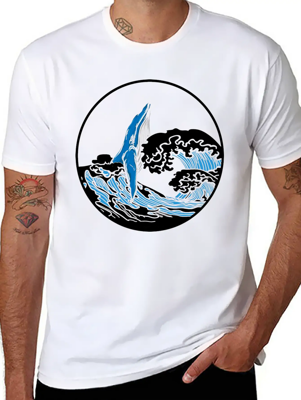 Playful Hump Back Whale Aesthetic Design Essential Cotton Tee For Daily Outfits – Unisex Style