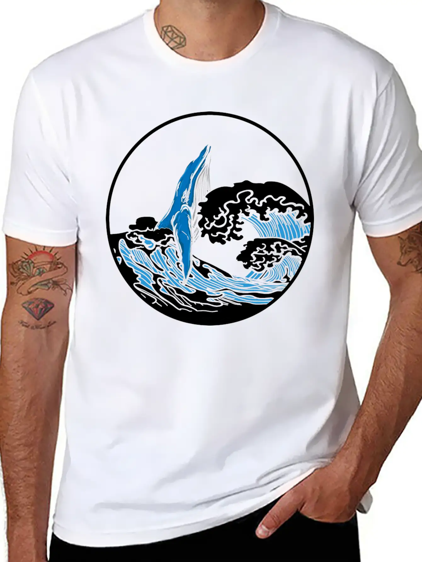 Playful Hump Back Whale Aesthetic Design Essential Cotton Tee For Daily Outfits – Unisex Style