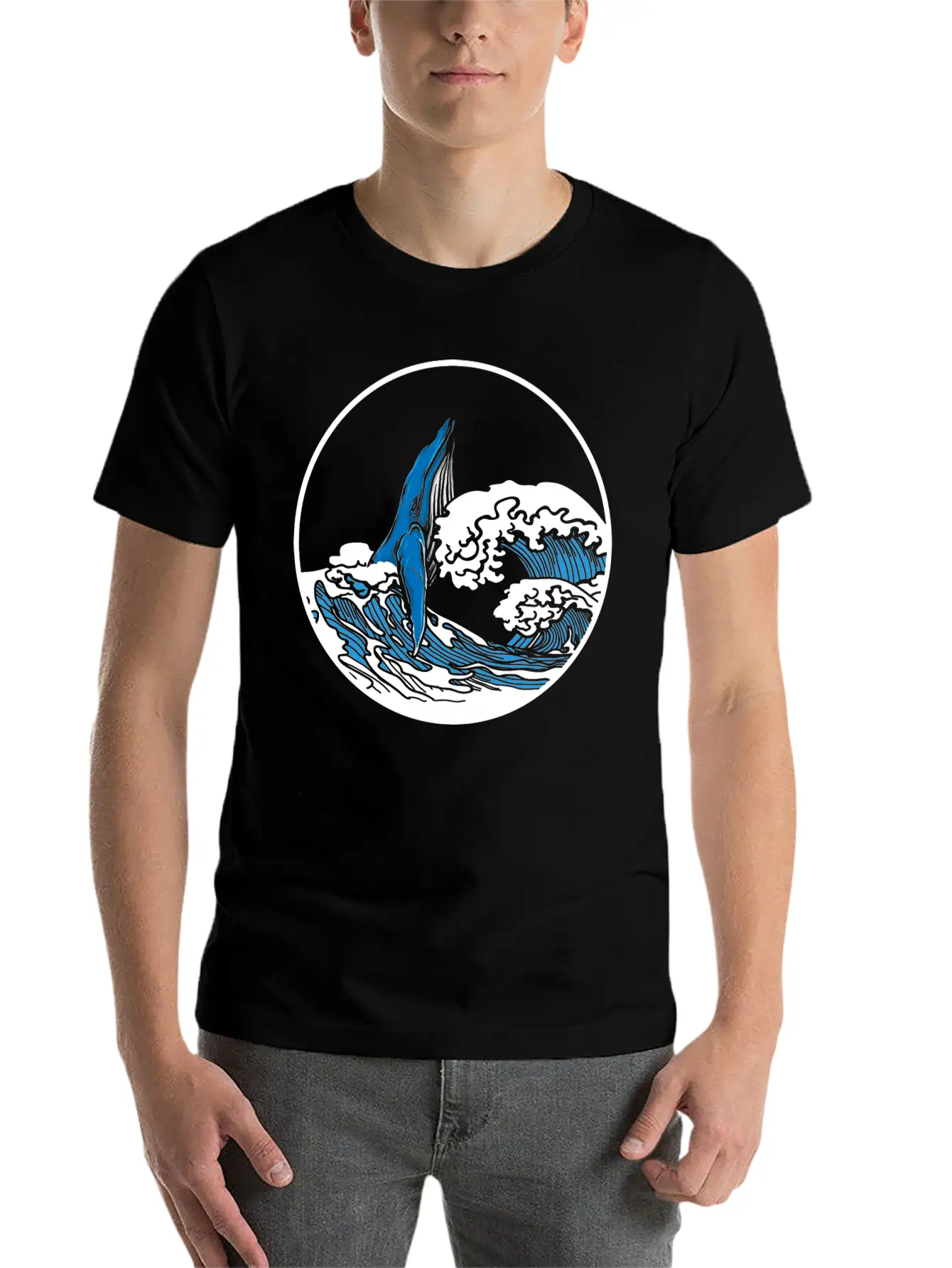 Playful Hump Back Whale Aesthetic Design Essential Cotton Tee For Daily Outfits – Unisex Style