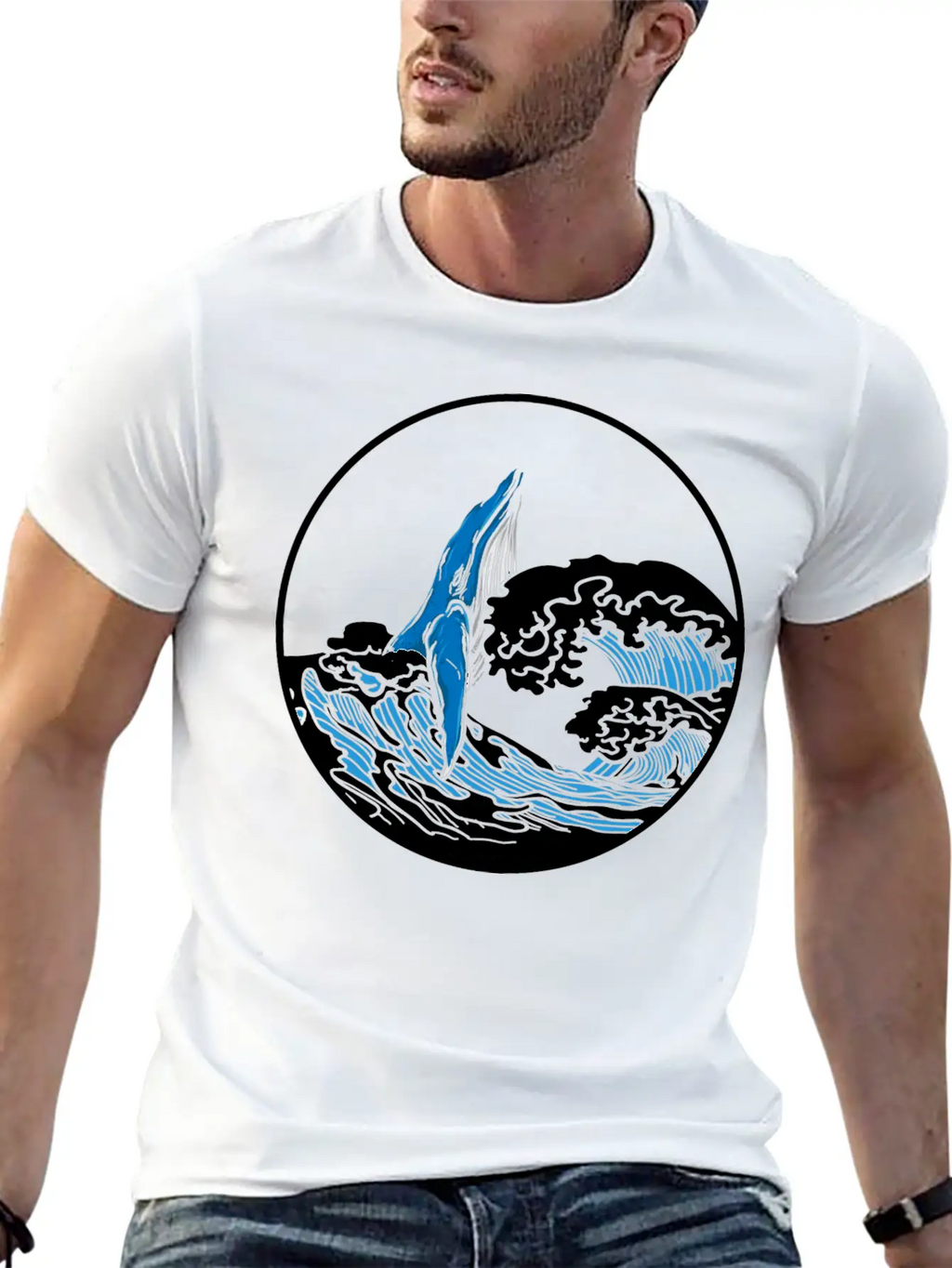 Playful Hump Back Whale Aesthetic Design Essential Cotton Tee For Daily Outfits – Unisex Style