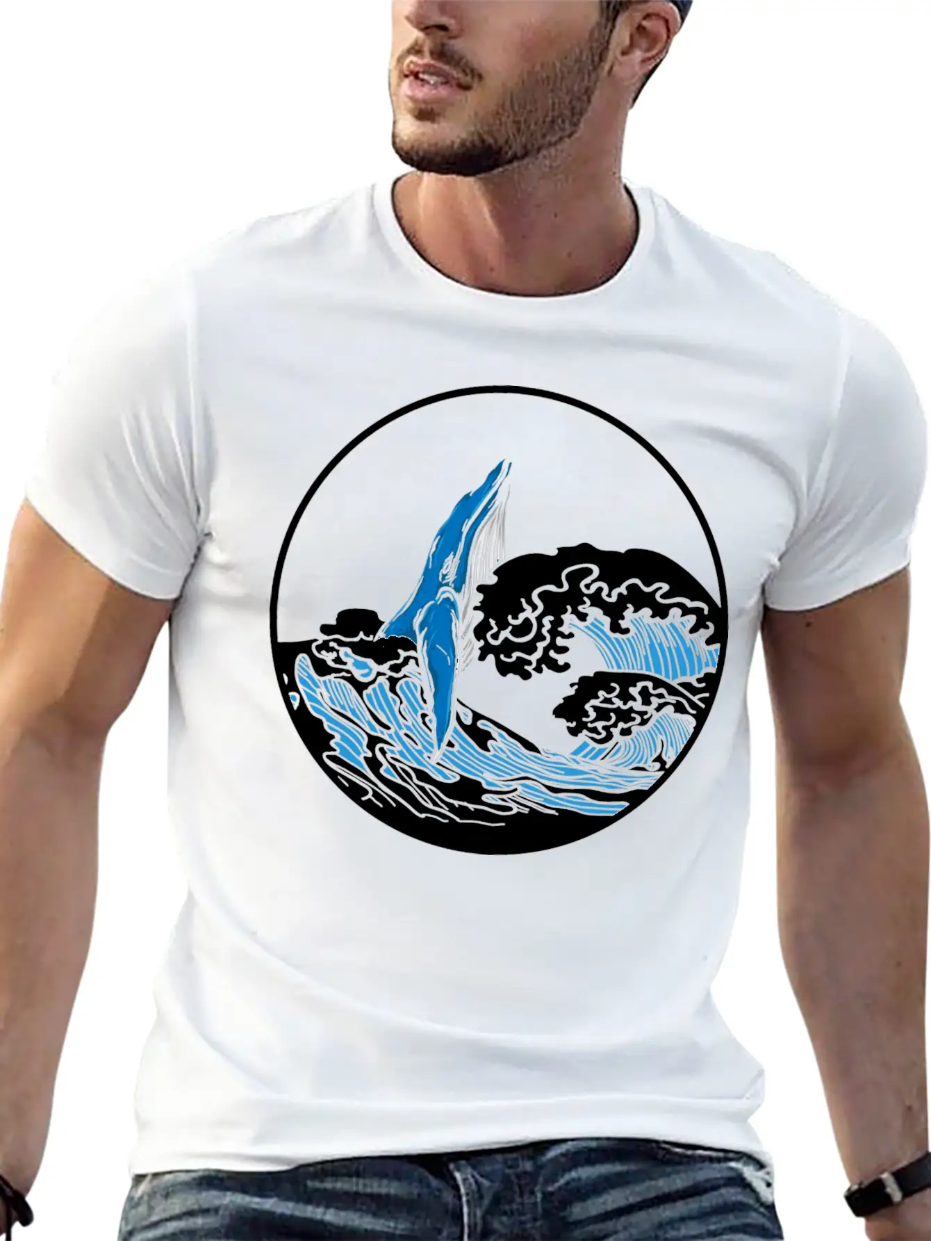 Playful Hump Back Whale Aesthetic Design Essential Cotton Tee For Daily Outfits – Unisex Style
