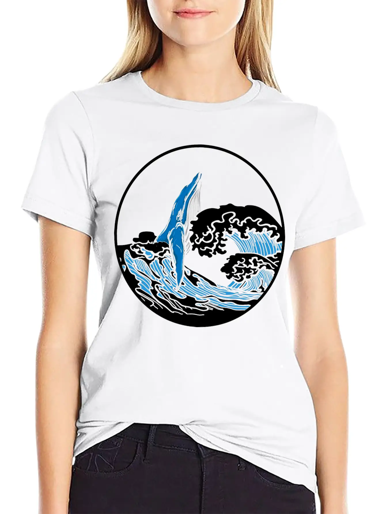 Playful Hump Back Whale Aesthetic Design Essential Cotton Tee For Daily Outfits – Unisex Style