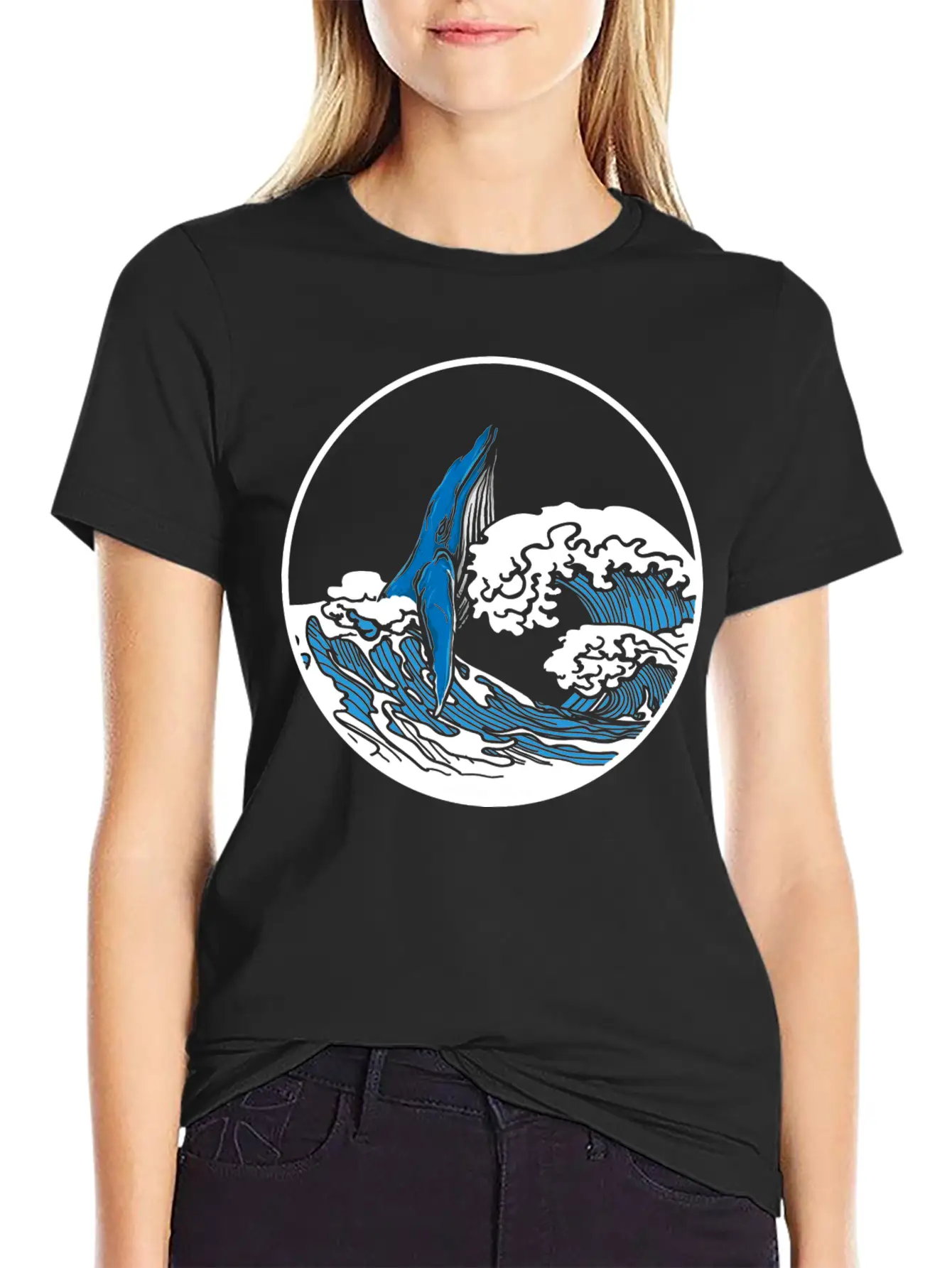 Playful Hump Back Whale Aesthetic Design Essential Cotton Tee For Daily Outfits – Unisex Style