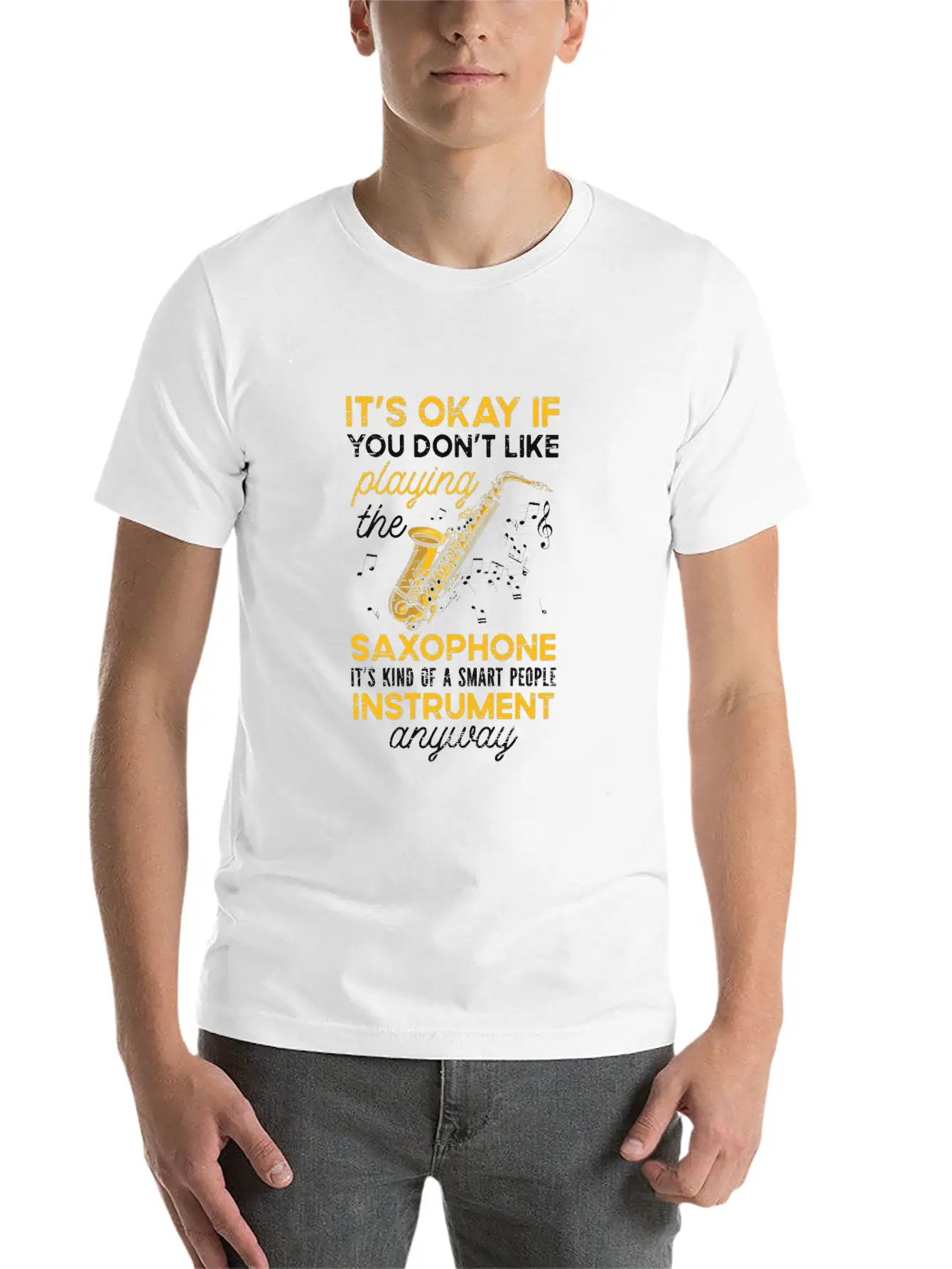 Playing Saxophone Musician Jazz Music Musician Unisex Casual T-Shirt – Clean Design For Daily Comfort