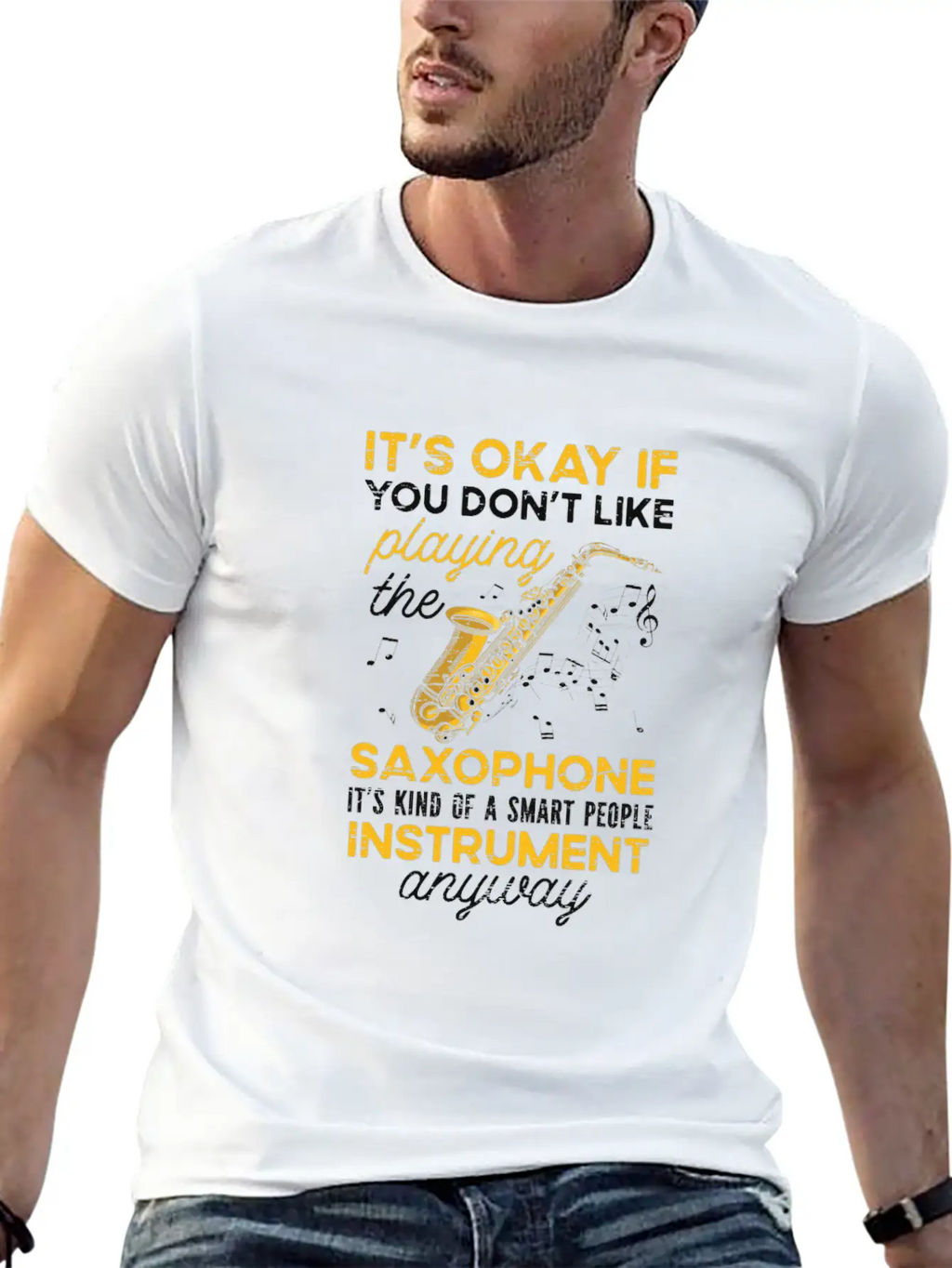 Playing Saxophone Musician Jazz Music Musician Unisex Casual T-Shirt – Clean Design For Daily Comfort