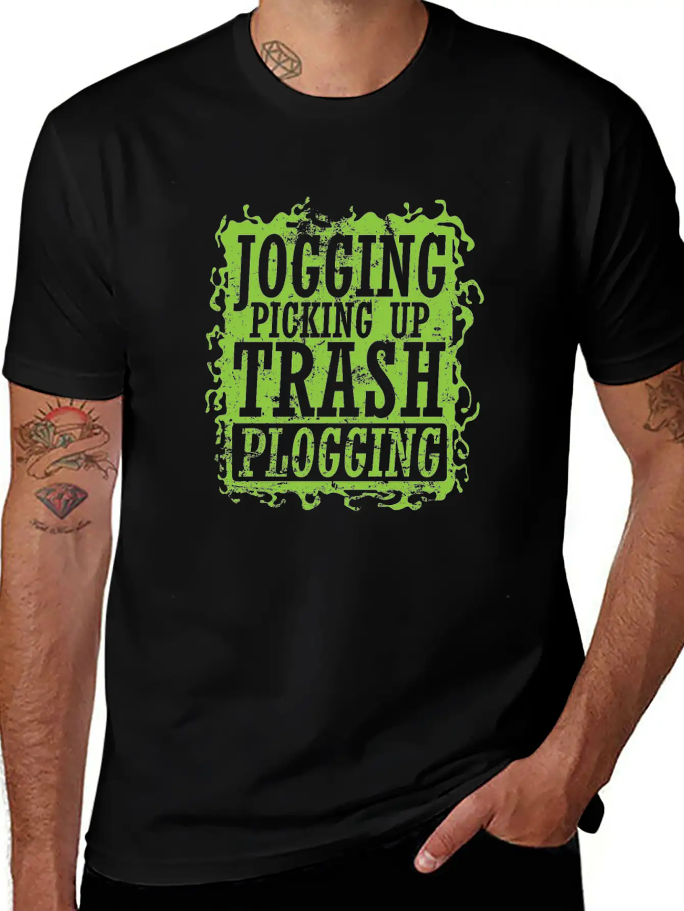 Plogging Jogging Picking Up Trash Casual Graphic T-Shirt – Simple And Comfortable Daily Wear