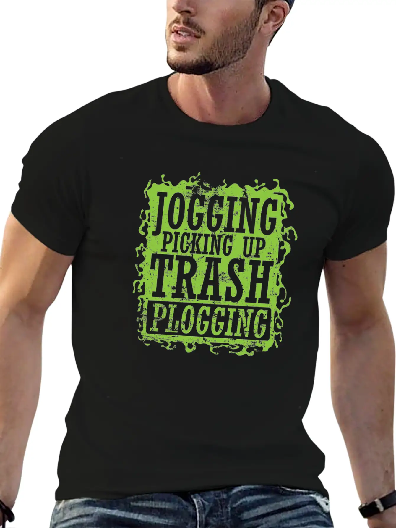 Plogging Jogging Picking Up Trash Casual Graphic T-Shirt – Simple And Comfortable Daily Wear