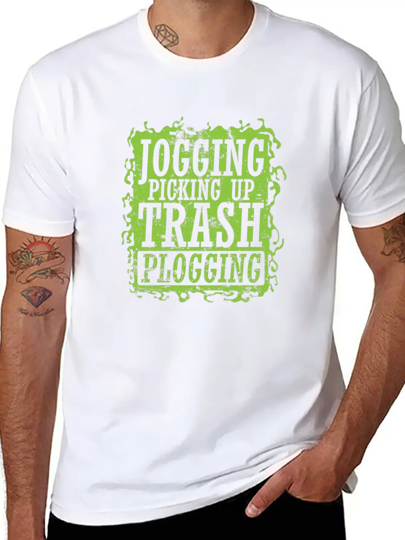 Plogging Jogging Picking Up Trash Casual Graphic T-Shirt – Simple And Comfortable Daily Wear
