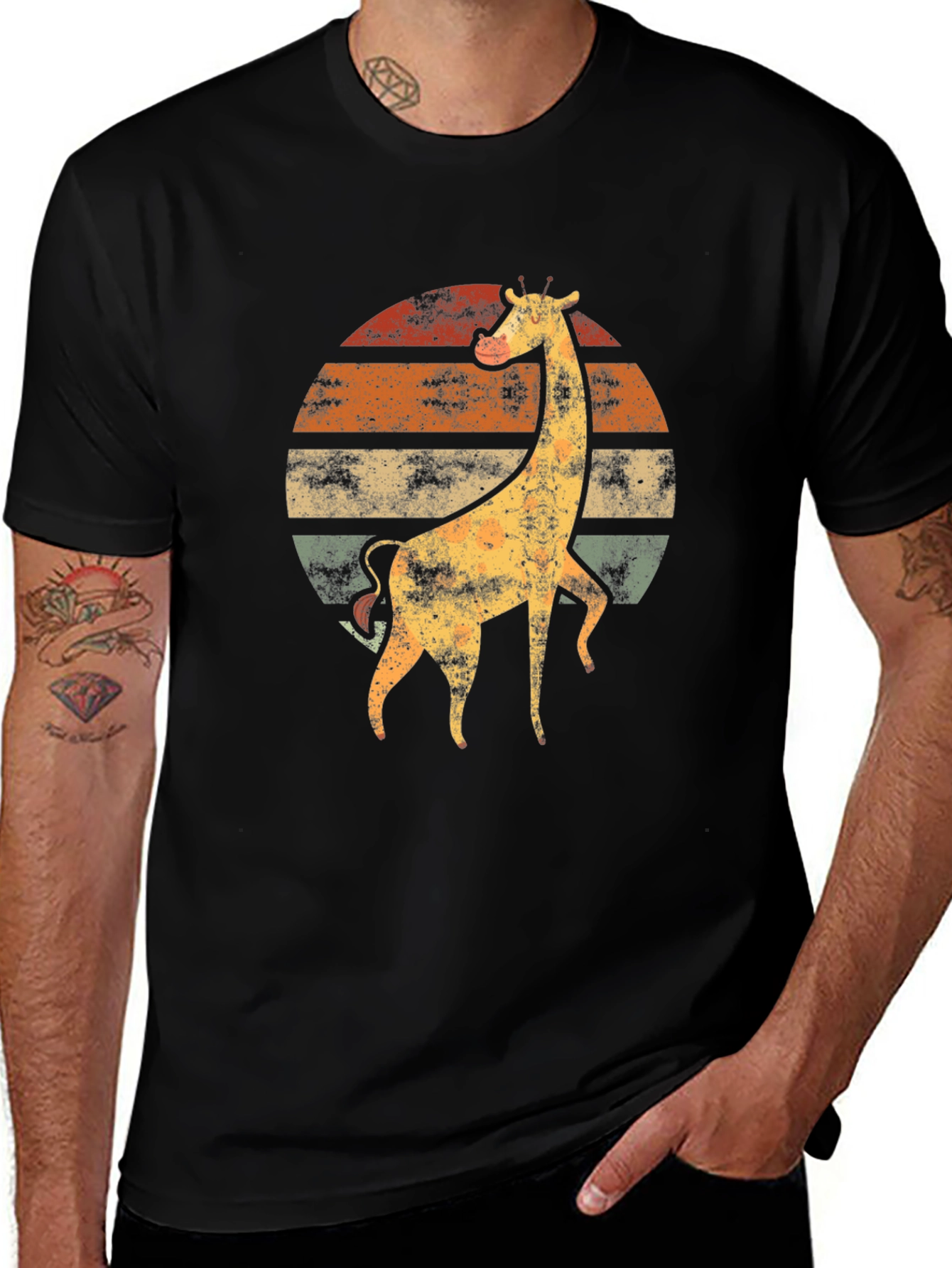 Retro Giraffe Sunset T-Shirt - Vintage Animal Tee