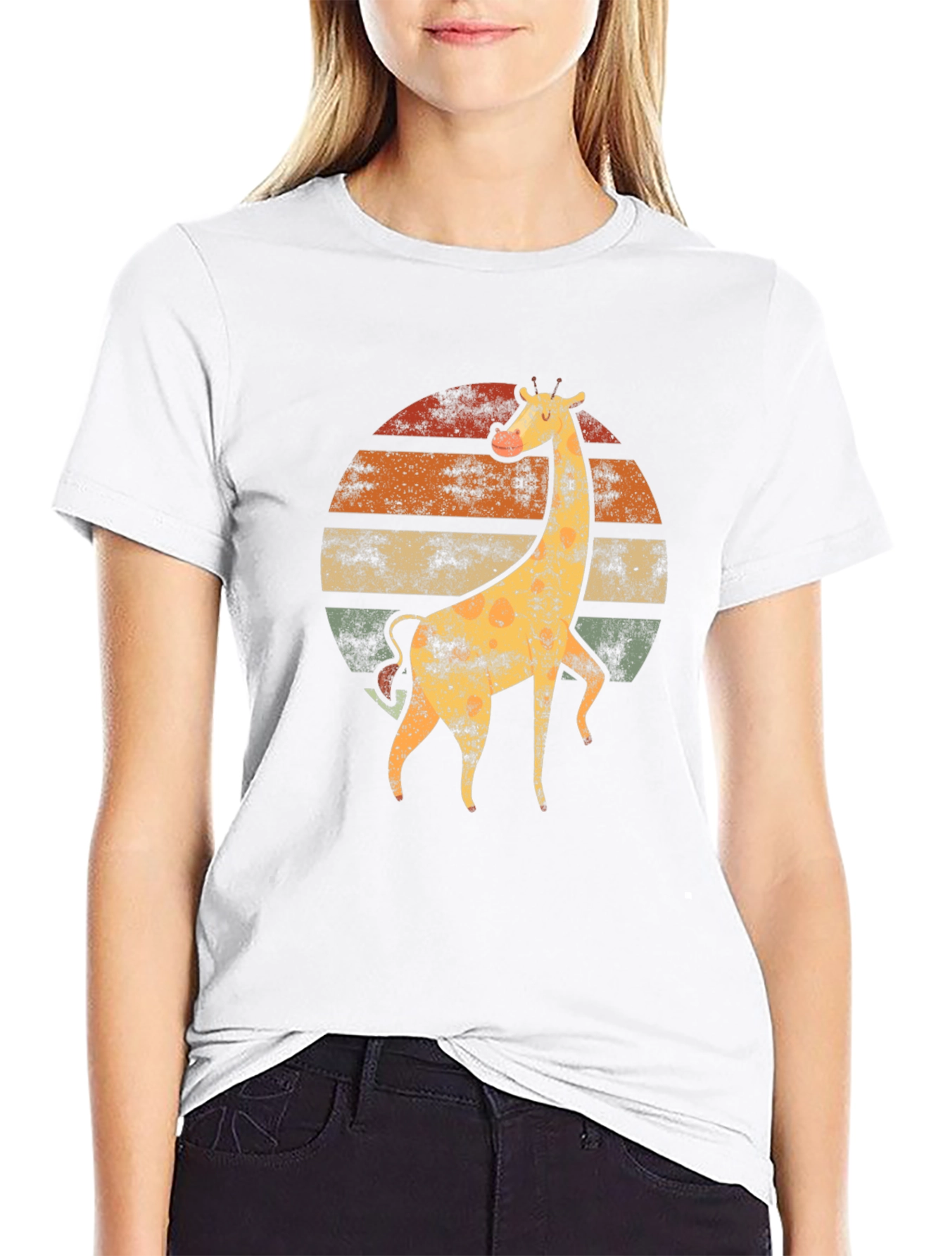 Retro Giraffe Sunset T-Shirt - Vintage Animal Tee
