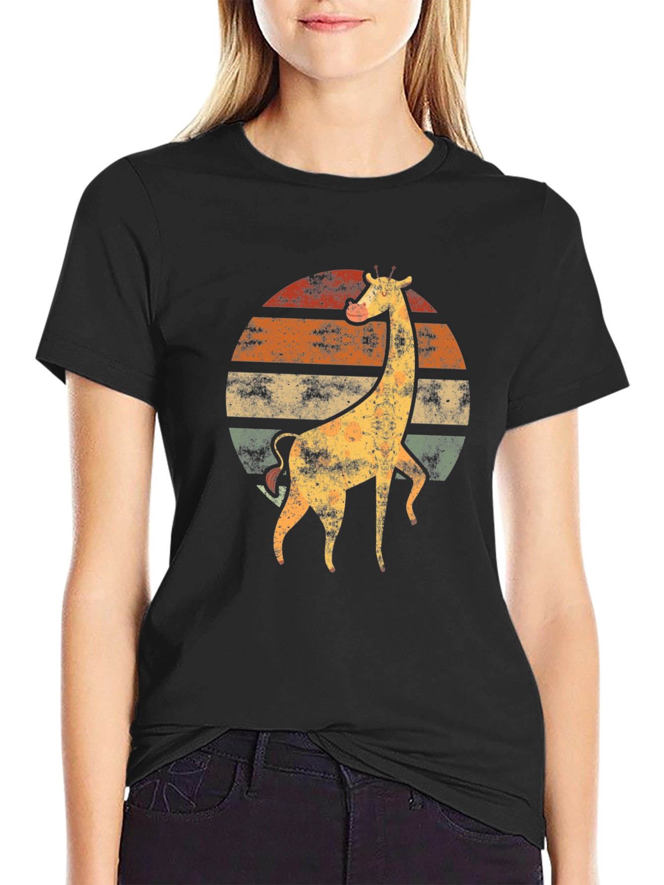Retro Giraffe Sunset T-Shirt - Vintage Animal Tee