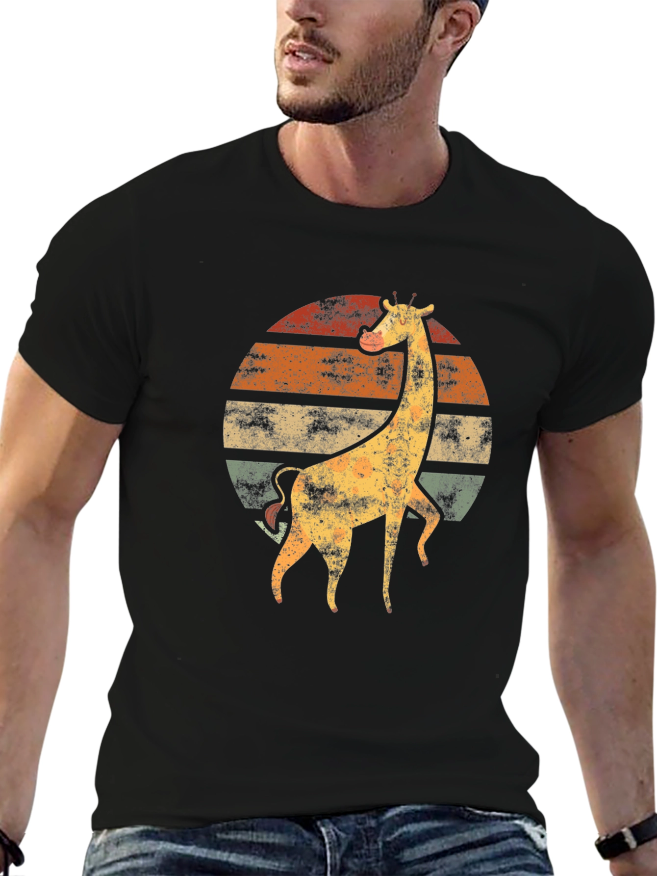 Retro Giraffe Sunset T-Shirt - Vintage Animal Tee