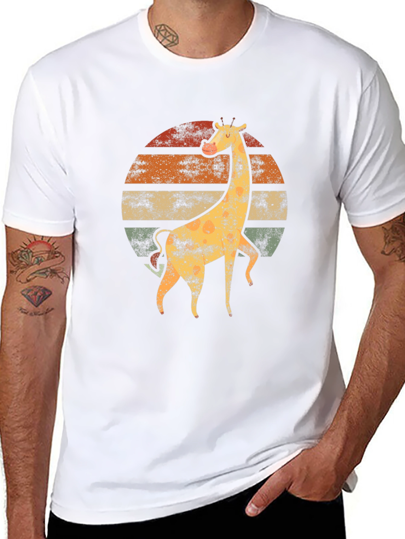 Retro Giraffe Sunset T-Shirt - Vintage Animal Tee