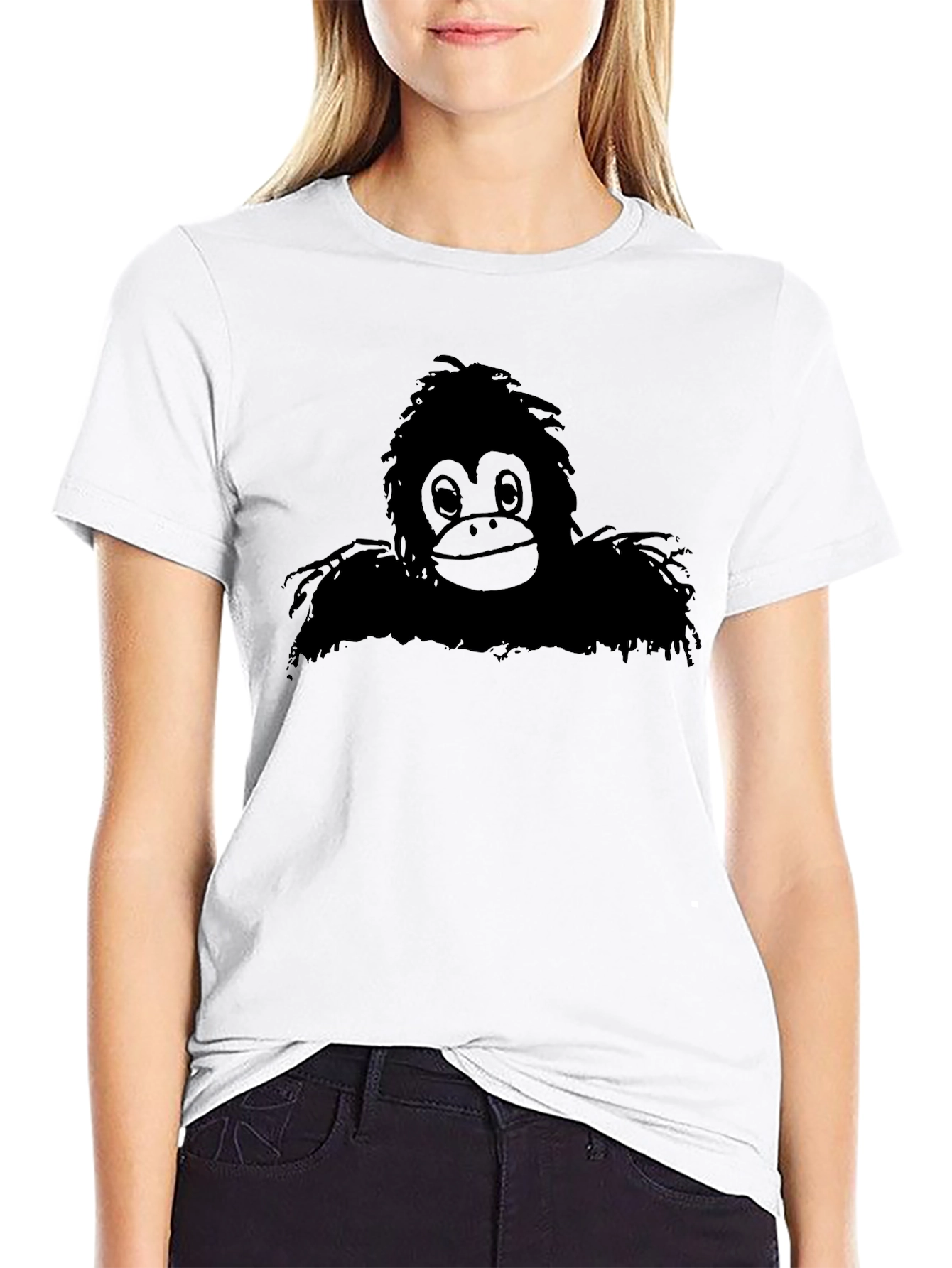 Cartoon Orangutan Graphic T-Shirt - Mens Black Tee