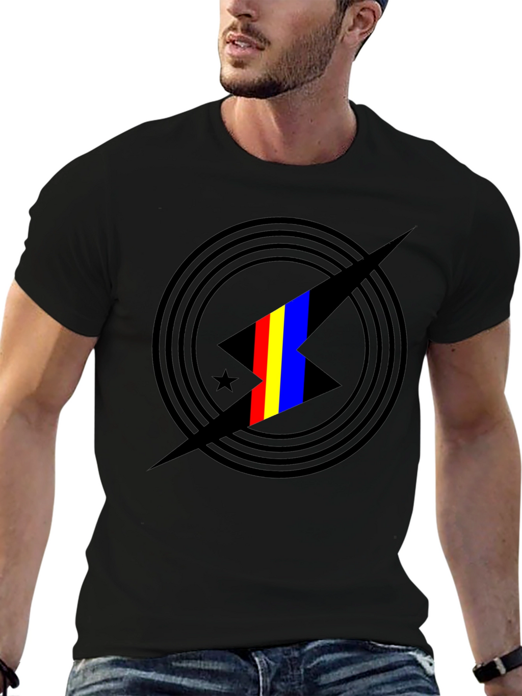 Abstract Graphic Print Black T-Shirt