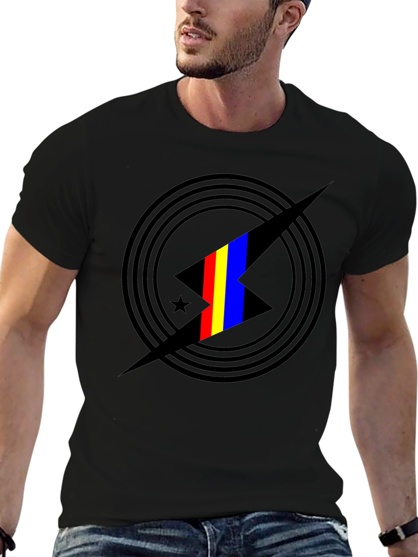 Abstract Graphic Print Black T-Shirt