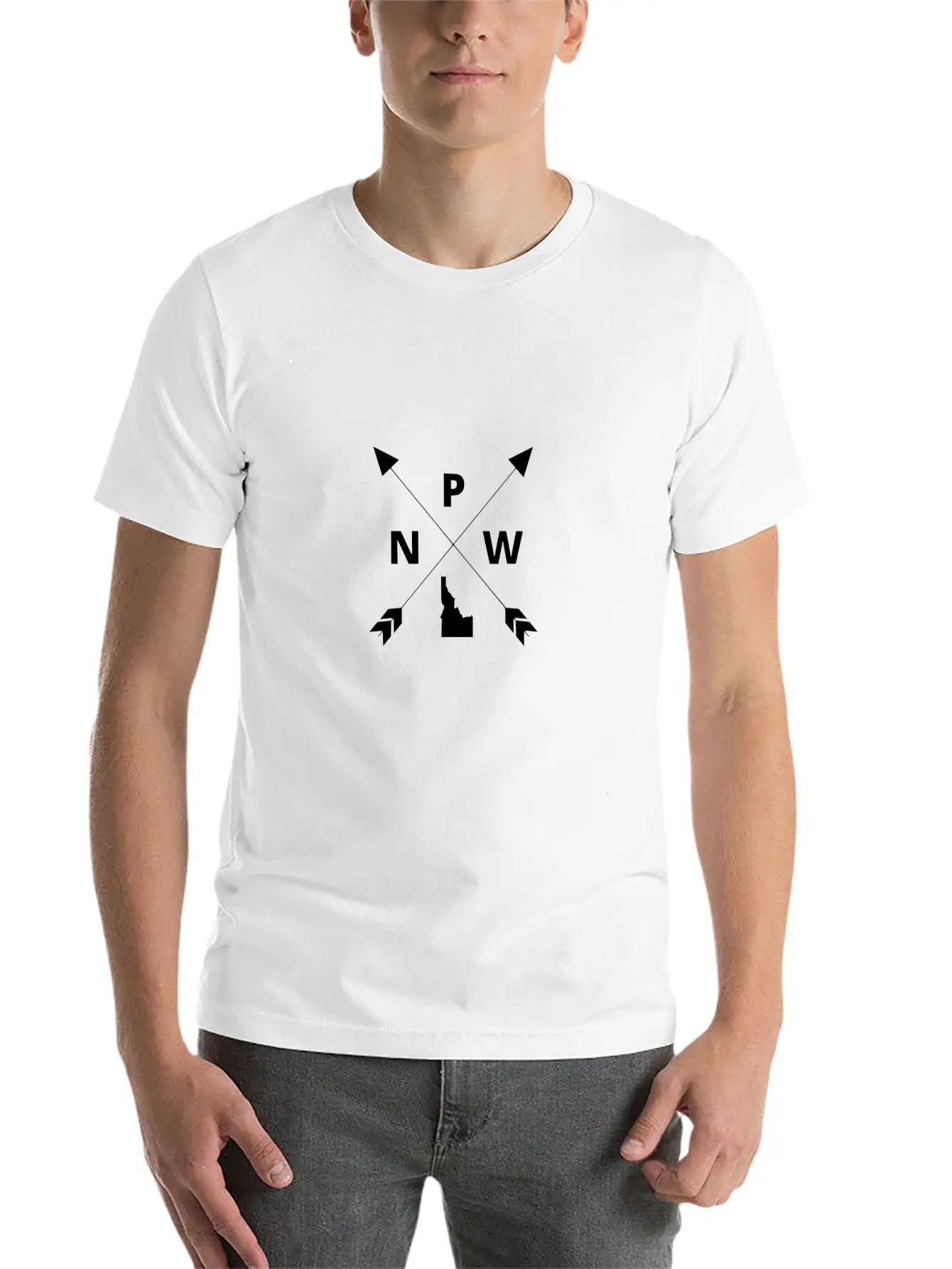 PNW Idaho With Arrows | Pacific Northwest Idaho Casual Graphic T-Shirt – Simple And Comfortable Daily Wear