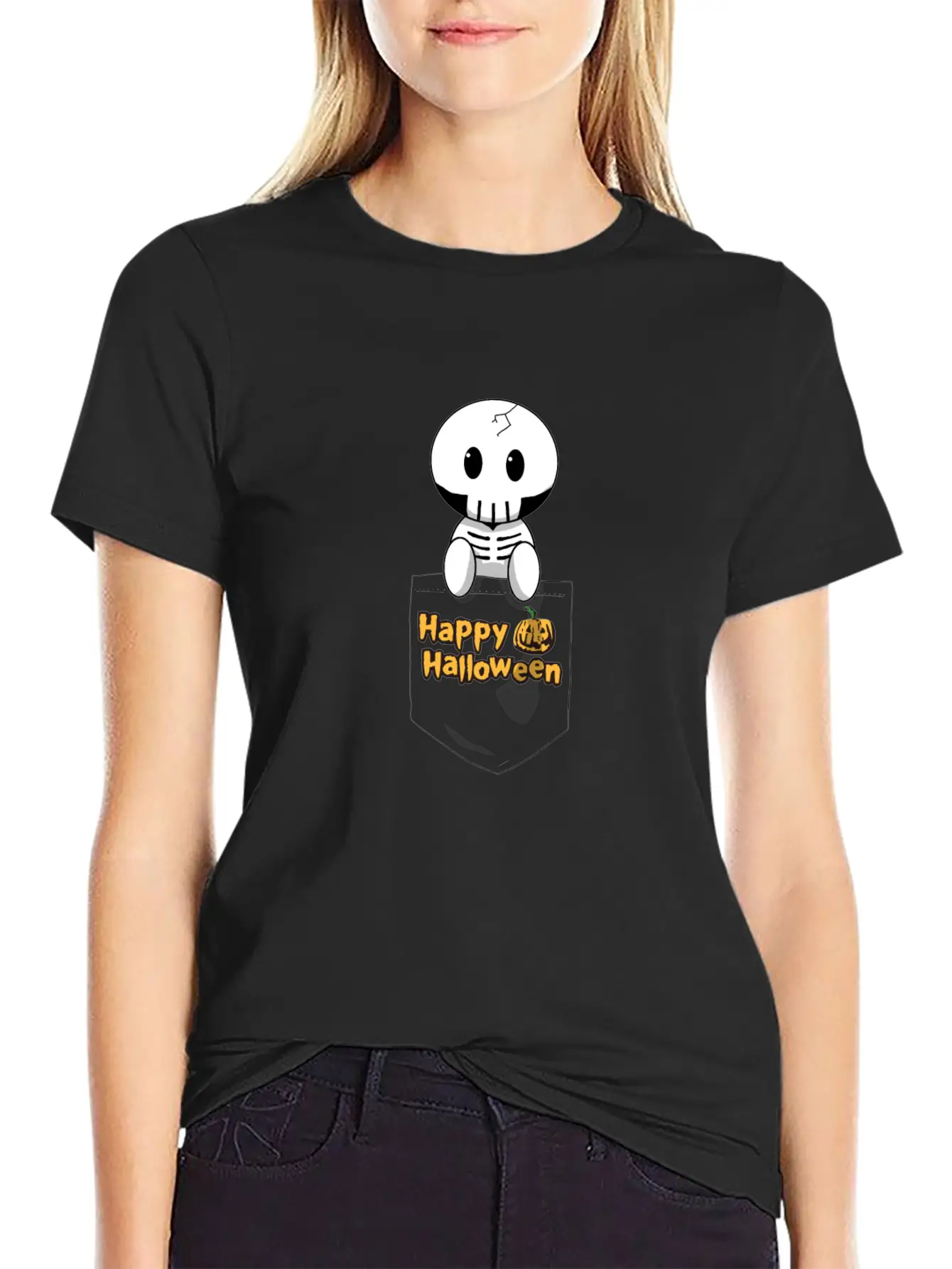 Pocket Skeleton Slogan Unisex Casual T-Shirt – Clean Design For Daily Comfort