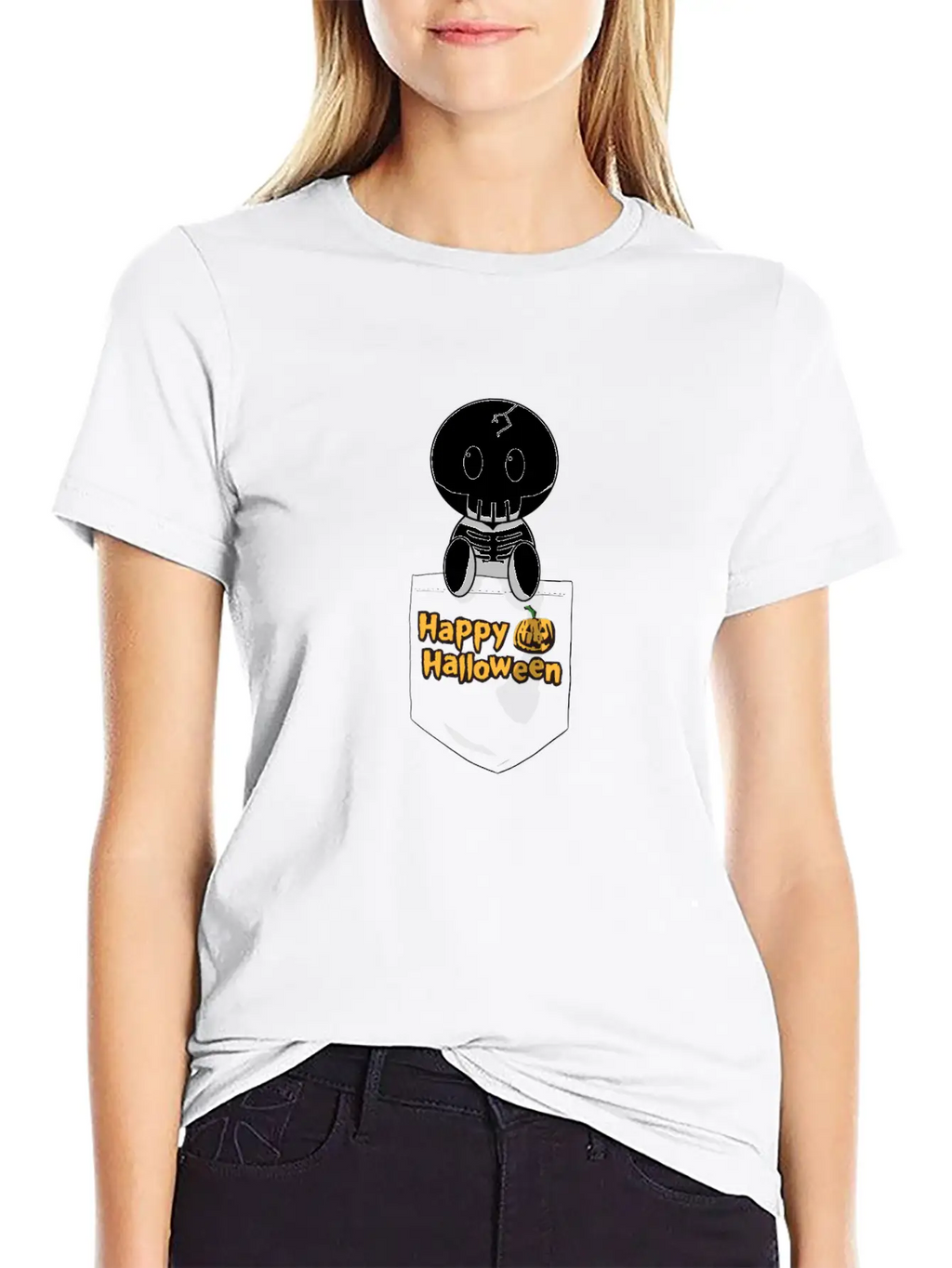 Pocket Skeleton Slogan Unisex Casual T-Shirt – Clean Design For Daily Comfort