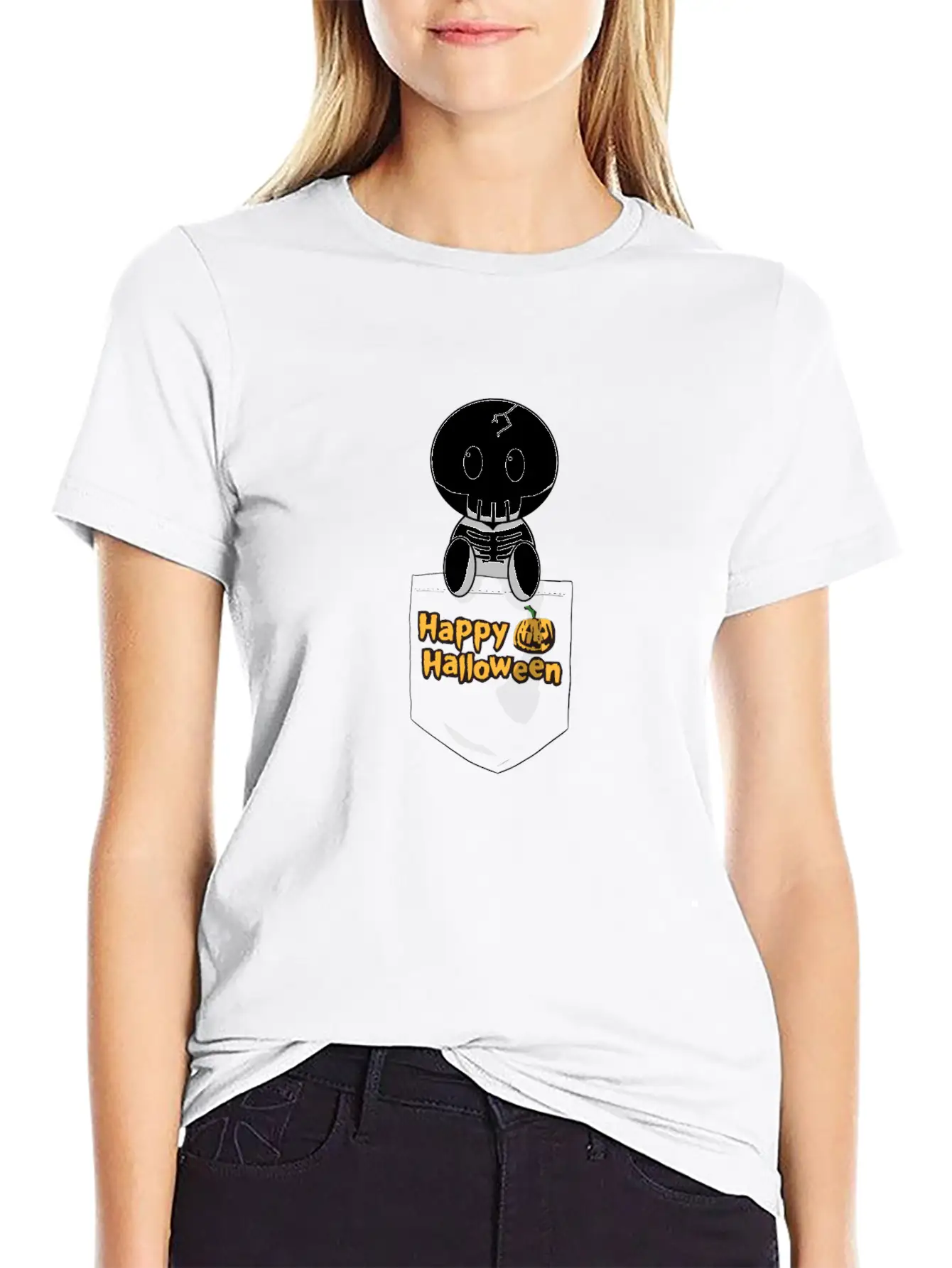 Pocket Skeleton Slogan Unisex Casual T-Shirt – Clean Design For Daily Comfort