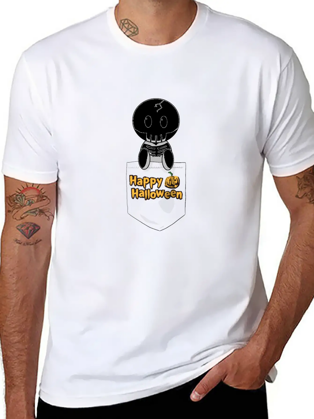 Pocket Skeleton Slogan Unisex Casual T-Shirt – Clean Design For Daily Comfort