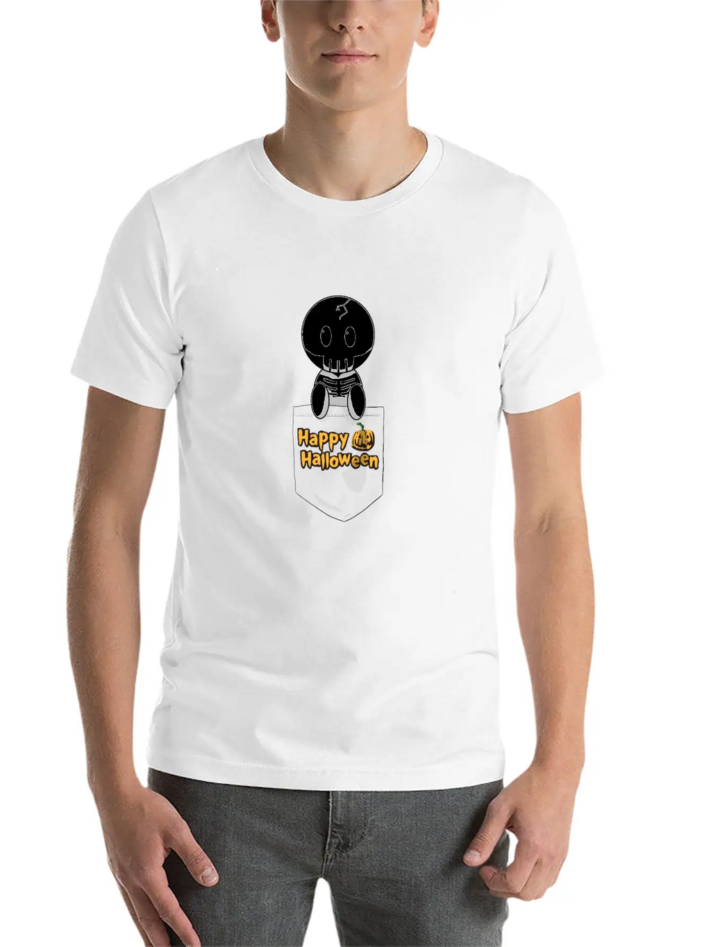 Pocket Skeleton Slogan Unisex Casual T-Shirt – Clean Design For Daily Comfort