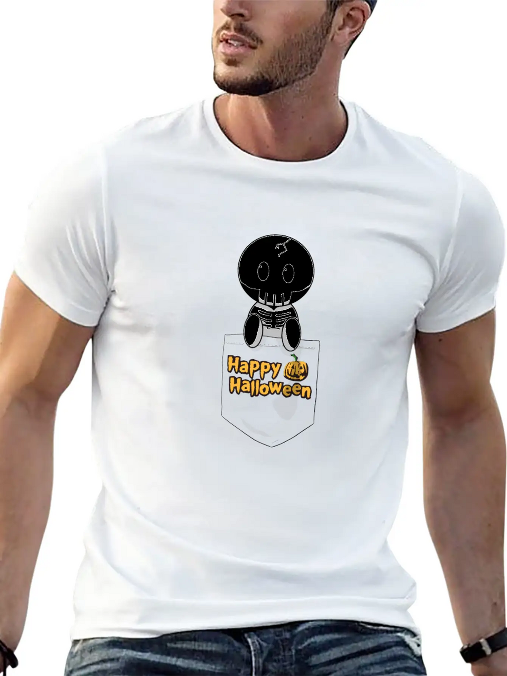 Pocket Skeleton Slogan Unisex Casual T-Shirt – Clean Design For Daily Comfort