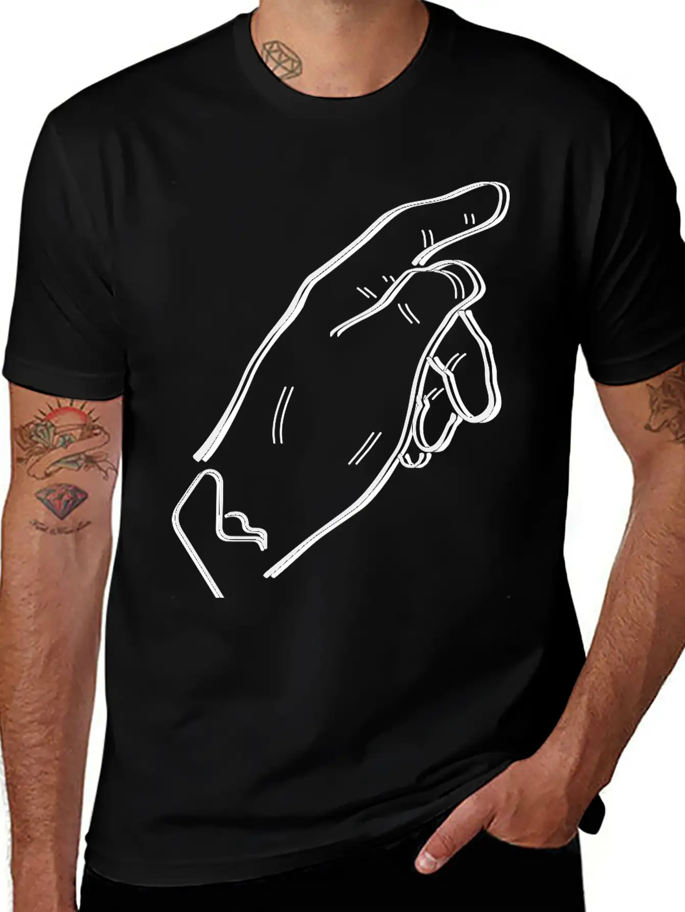 Pointing Hand Essential Cotton Tee For Daily Outfits – Unisex Style