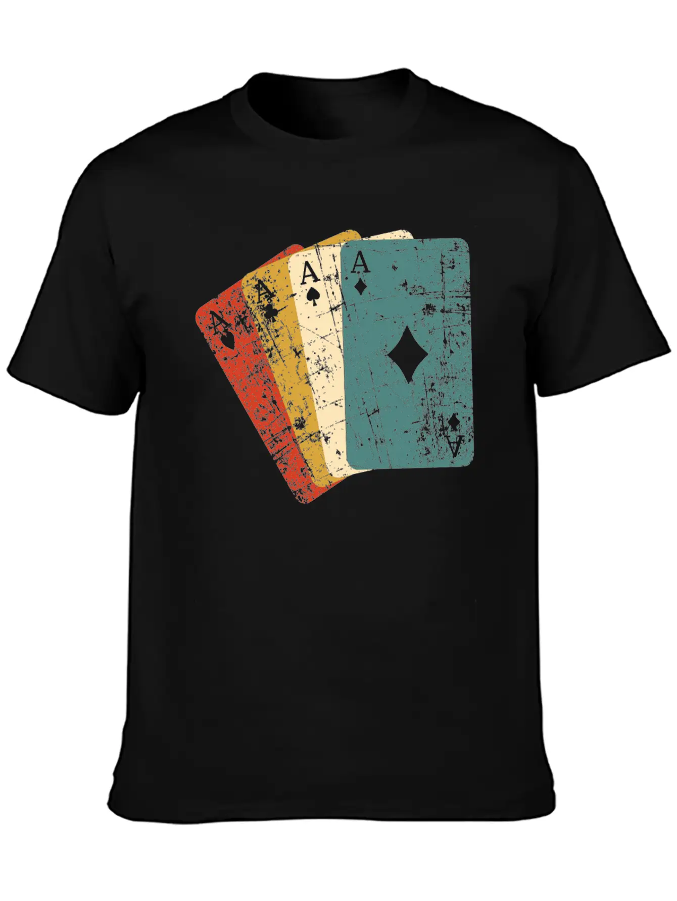 Poker Aces Vintage Retro Grunge Essential Cotton Tee For Daily Outfits – Unisex Style