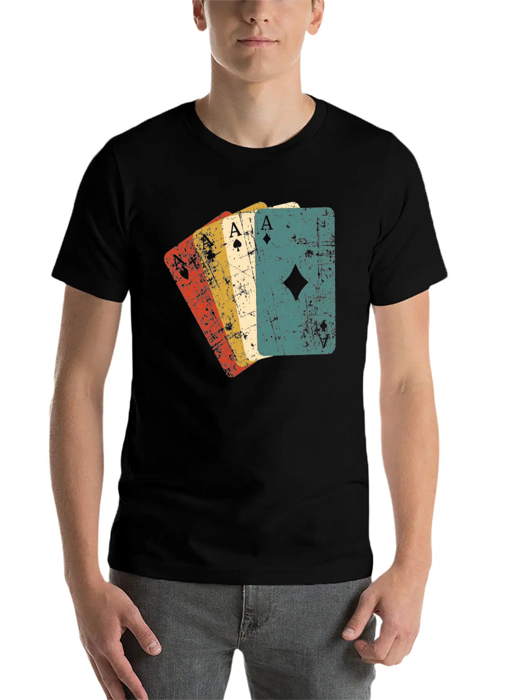Poker Aces Vintage Retro Grunge Essential Cotton Tee For Daily Outfits – Unisex Style