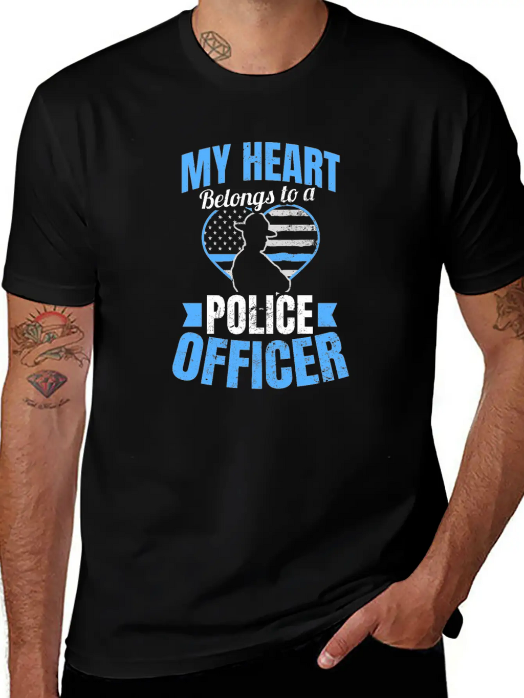 Police Girlfriend Heart Belongs To Gift Unisex Short Sleeve Soft Cotton T-Shirt – Casual Everyday Wear
