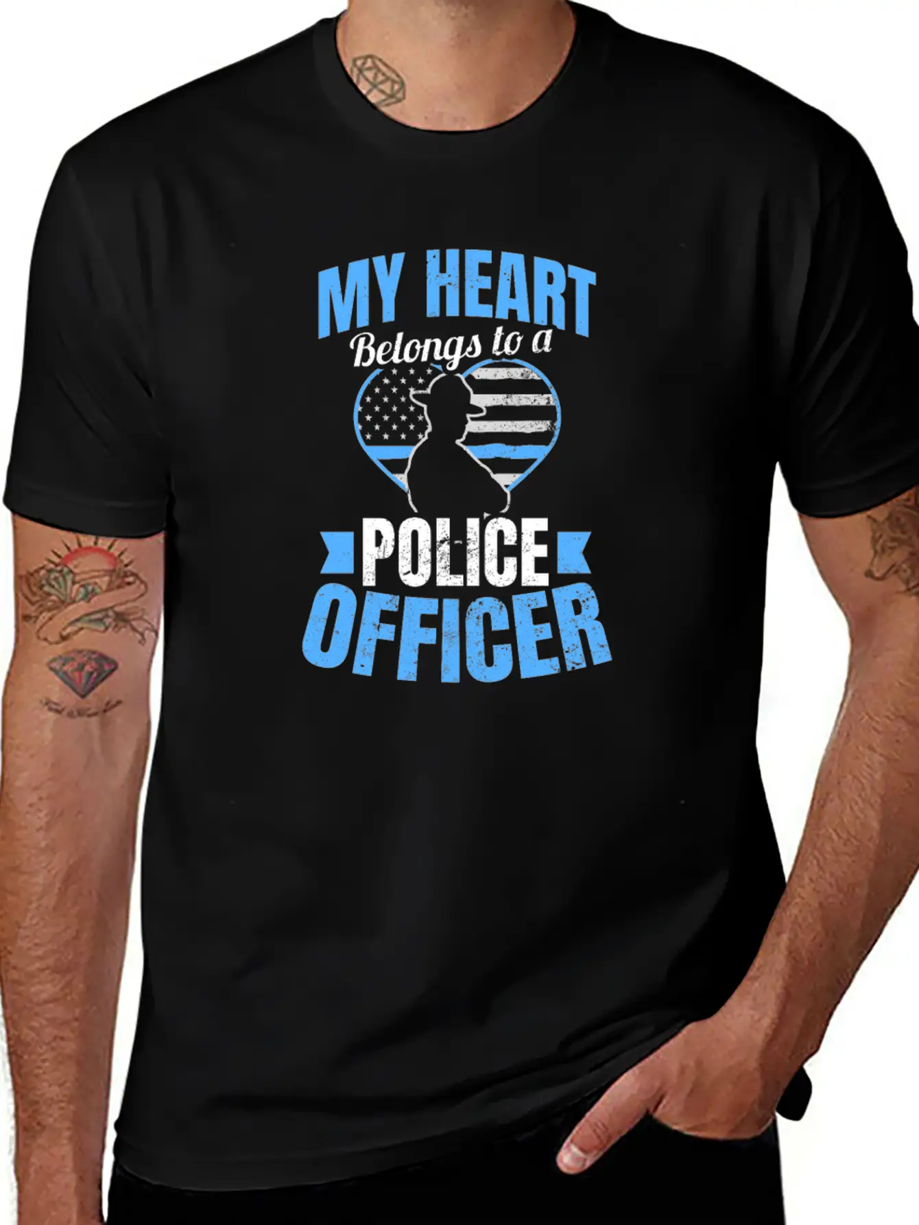 Police Girlfriend Heart Belongs To Gift Unisex Short Sleeve Soft Cotton T-Shirt – Casual Everyday Wear