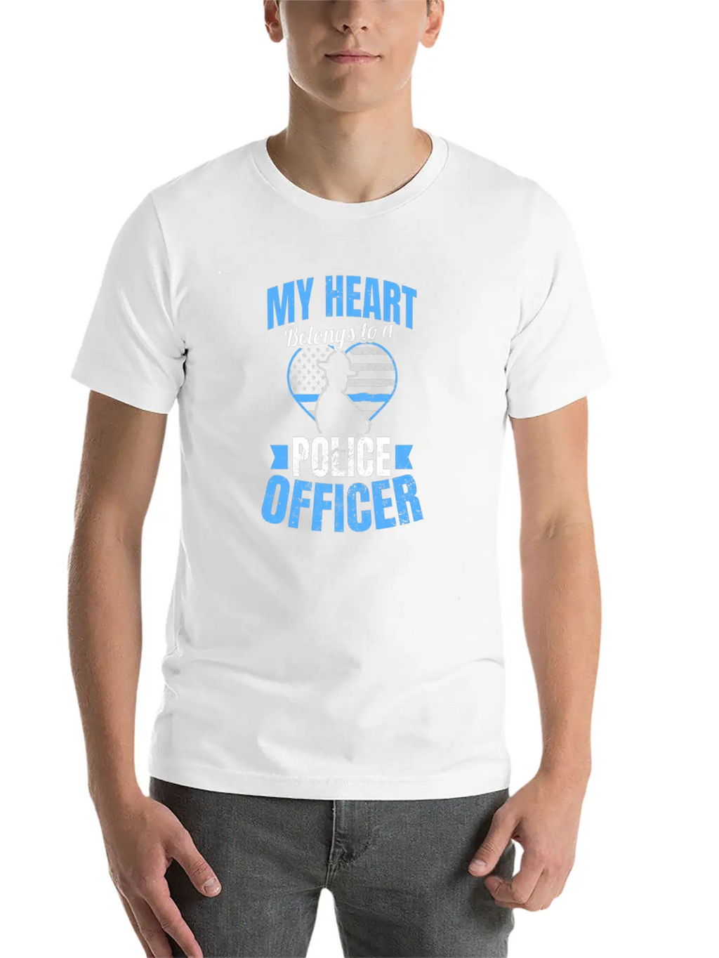 Police Girlfriend Heart Belongs To Gift Unisex Short Sleeve Soft Cotton T-Shirt – Casual Everyday Wear