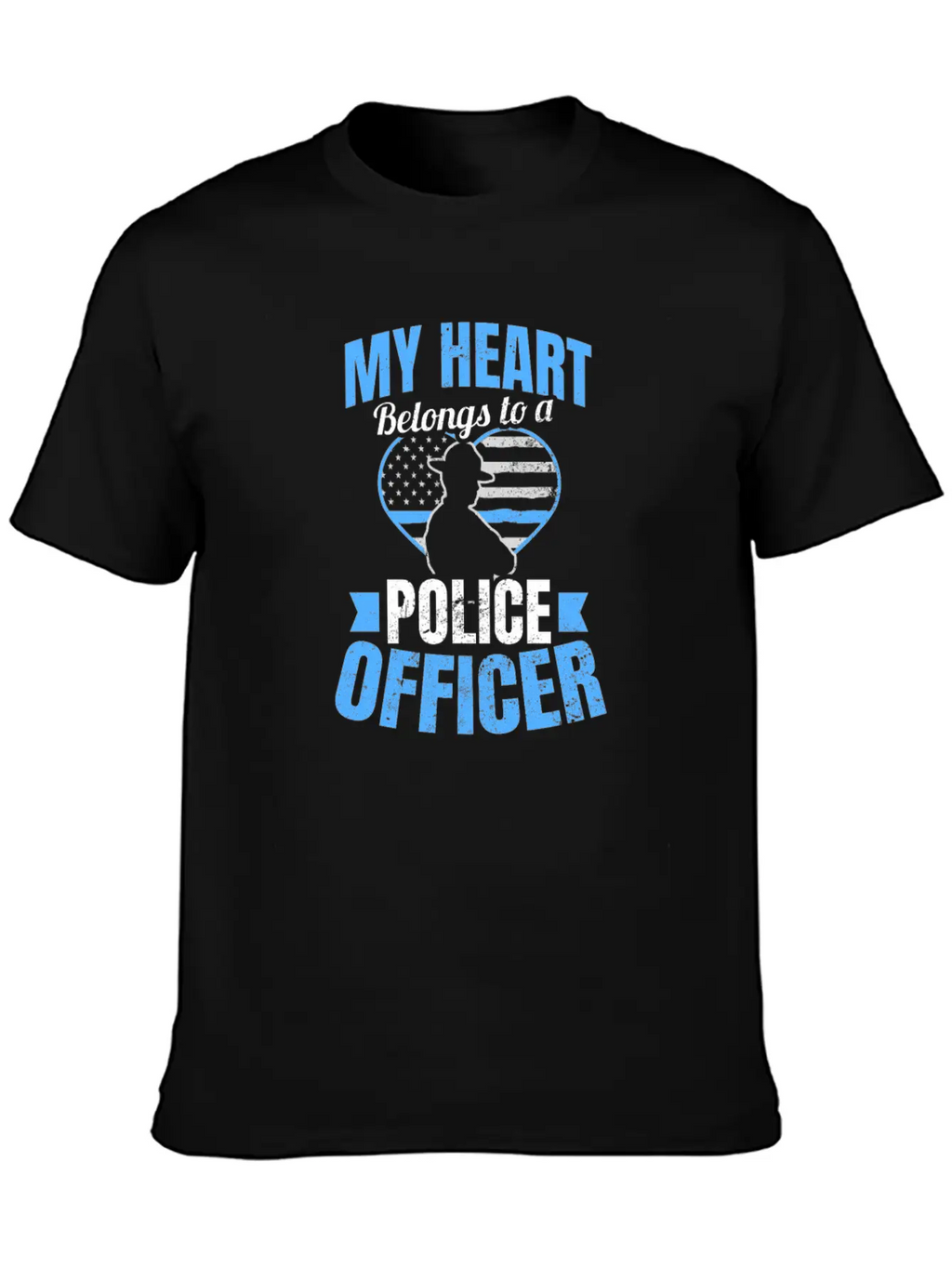 Police Girlfriend Heart Belongs To Gift Unisex Short Sleeve Soft Cotton T-Shirt – Casual Everyday Wear