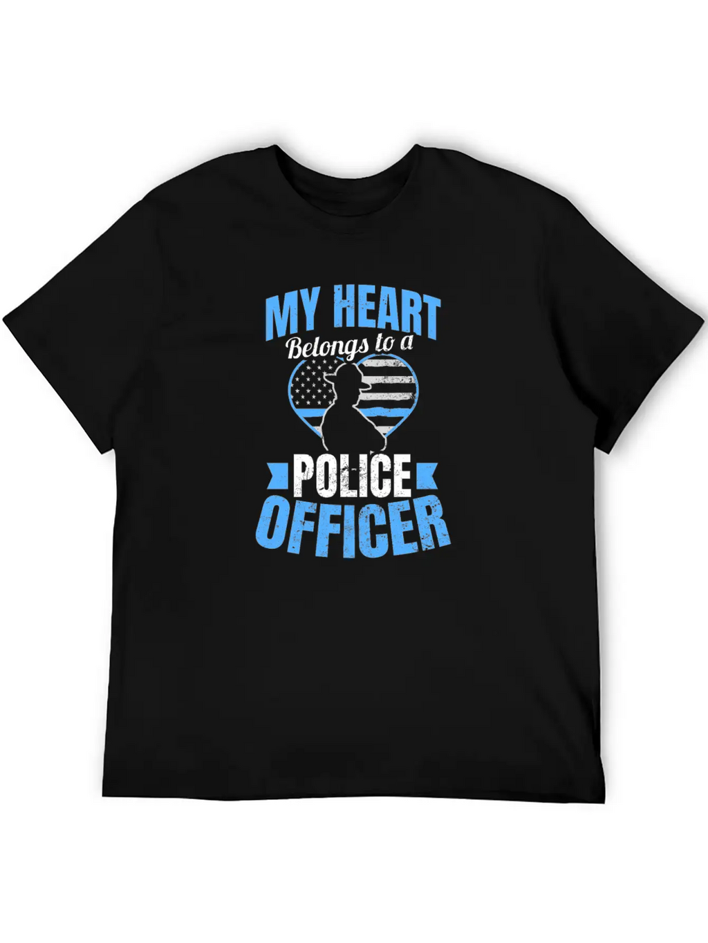 Police Girlfriend Heart Belongs To Gift Unisex Short Sleeve Soft Cotton T-Shirt – Casual Everyday Wear