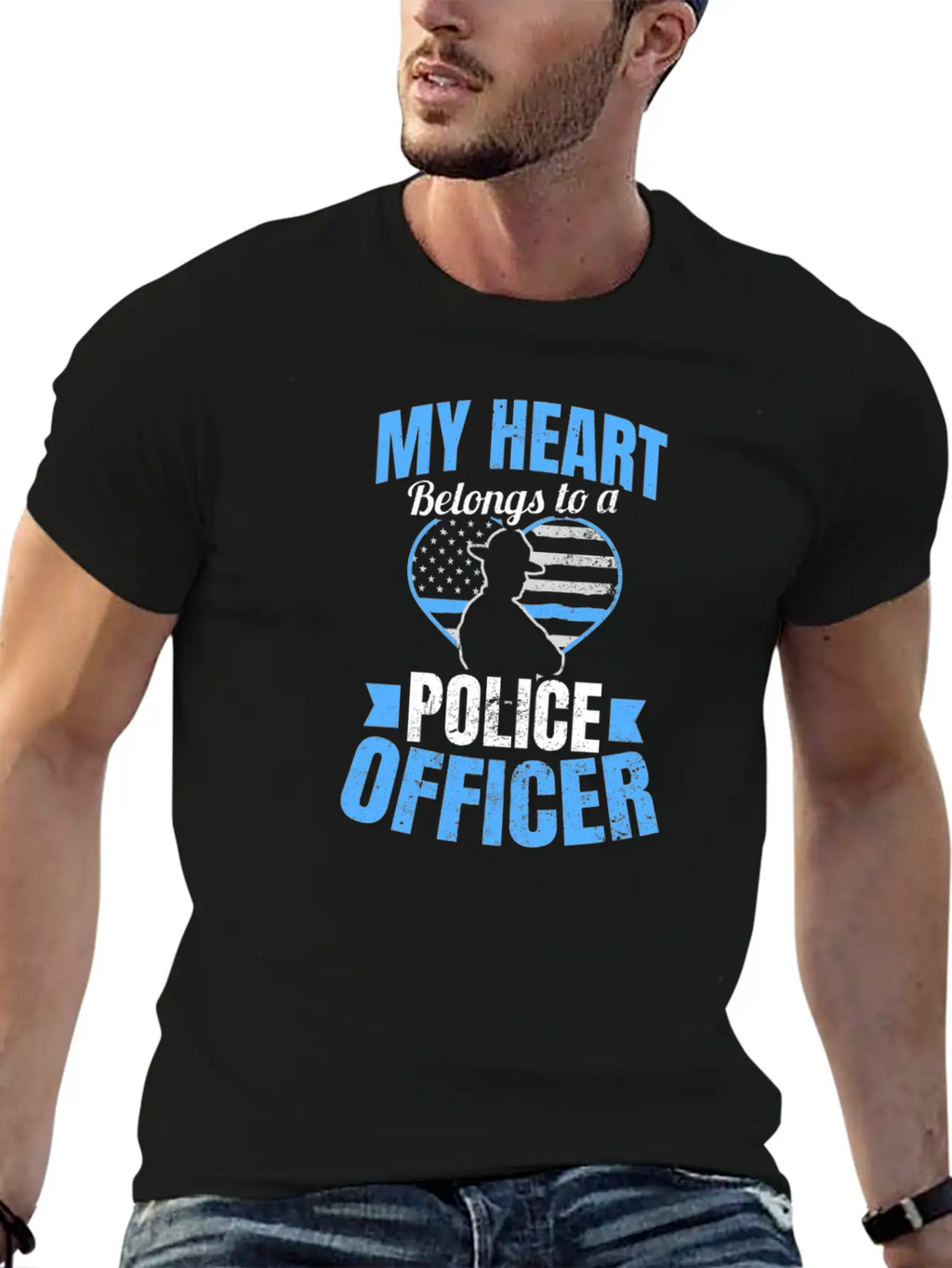 Police Girlfriend Heart Belongs To Gift Unisex Short Sleeve Soft Cotton T-Shirt – Casual Everyday Wear