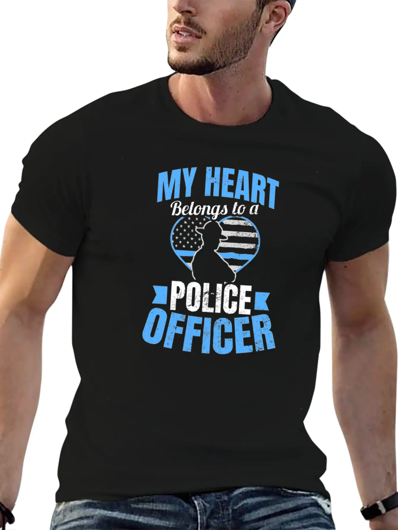 Police Girlfriend Heart Belongs To Gift Unisex Short Sleeve Soft Cotton T-Shirt – Casual Everyday Wear
