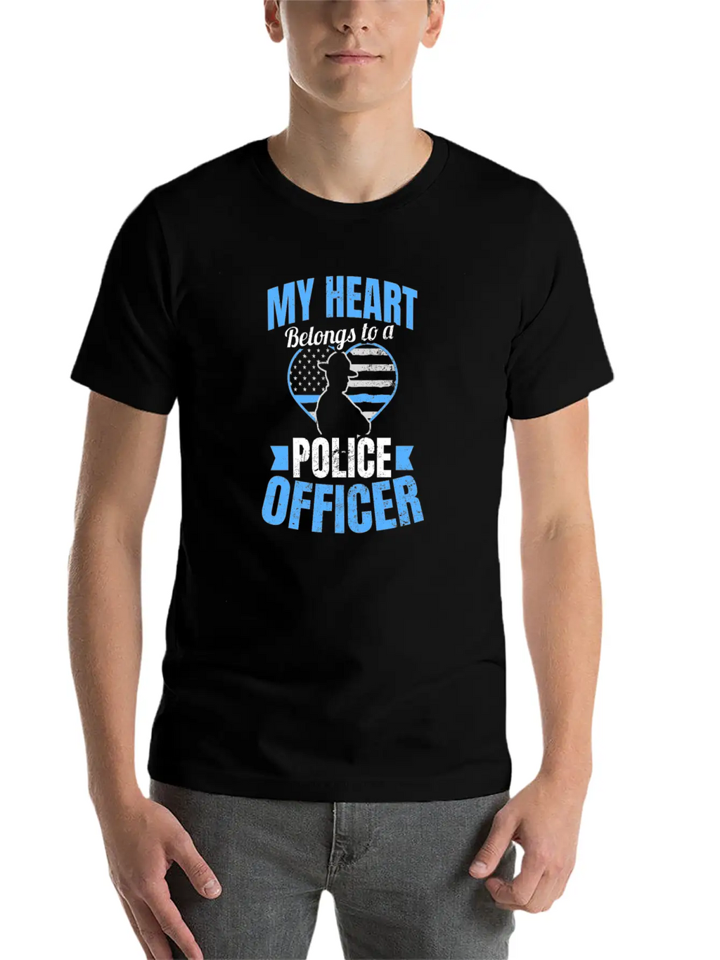 Police Girlfriend Heart Belongs To Gift Unisex Short Sleeve Soft Cotton T-Shirt – Casual Everyday Wear