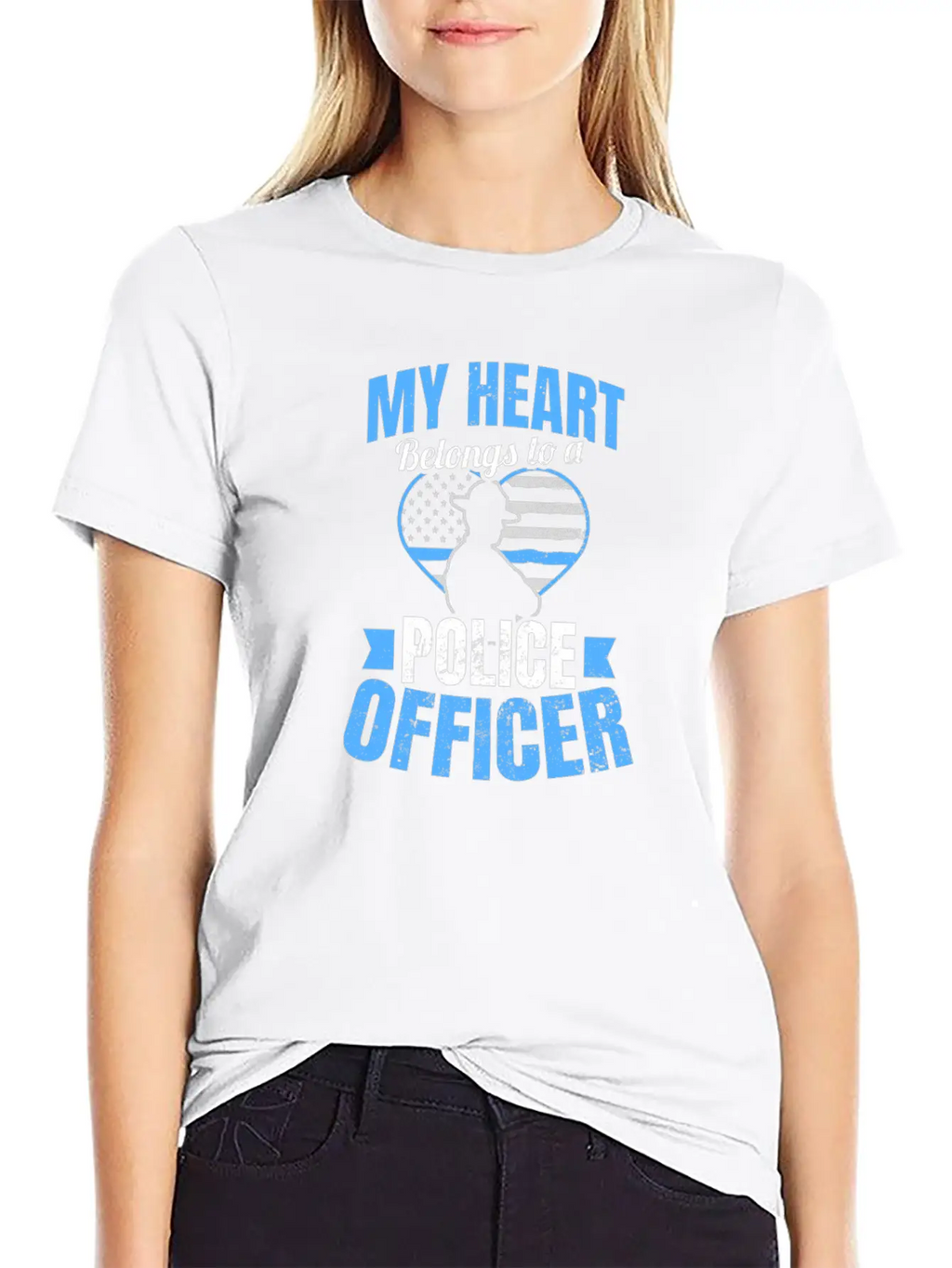 Police Girlfriend Heart Belongs To Gift Unisex Short Sleeve Soft Cotton T-Shirt – Casual Everyday Wear