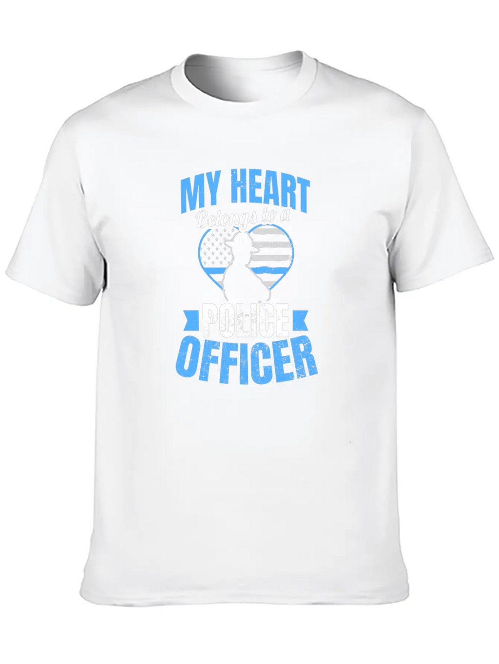 Police Girlfriend Heart Belongs To Gift Unisex Short Sleeve Soft Cotton T-Shirt – Casual Everyday Wear
