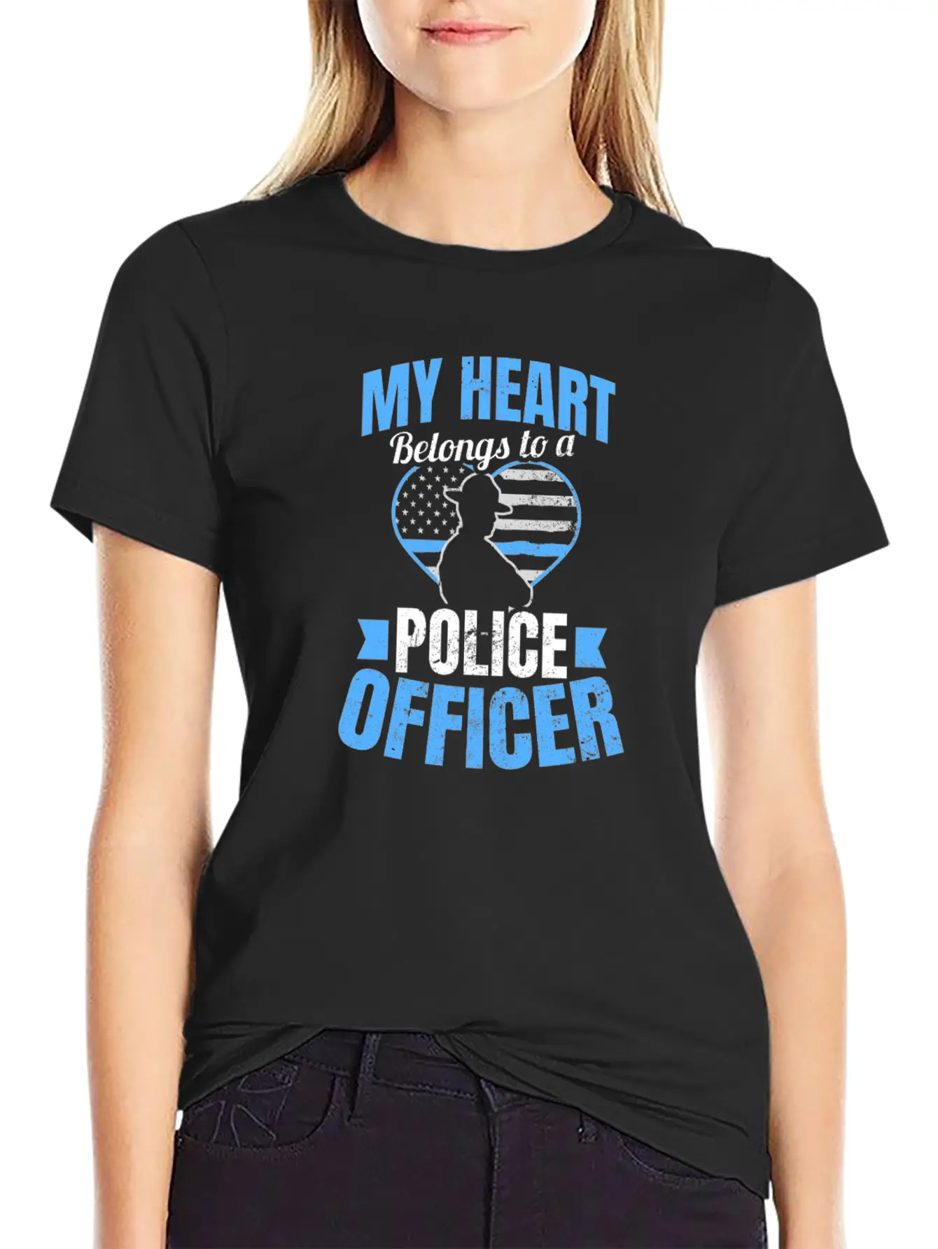 Police Girlfriend Heart Belongs To Gift Unisex Short Sleeve Soft Cotton T-Shirt – Casual Everyday Wear