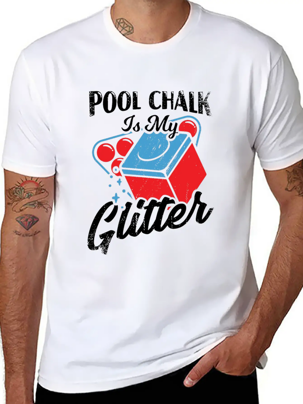 Pool Chalk Is My Glitter Billiard Player Gift Unisex Short Sleeve Soft Cotton T-Shirt – Casual Everyday Wear