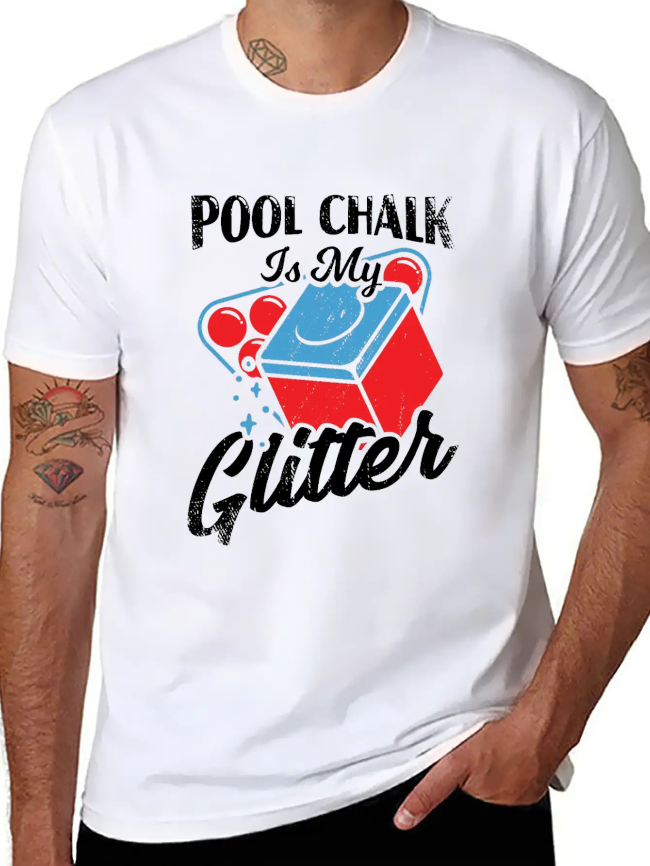 Pool Chalk Is My Glitter Billiard Player Gift Unisex Short Sleeve Soft Cotton T-Shirt – Casual Everyday Wear