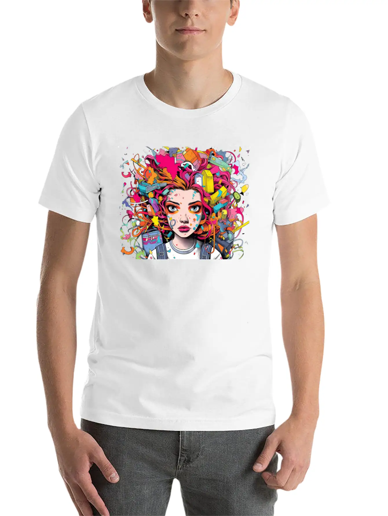 Pop Art Back To School Portrait Breathable Soft Cotton T-Shirt – Timeless Casual Look