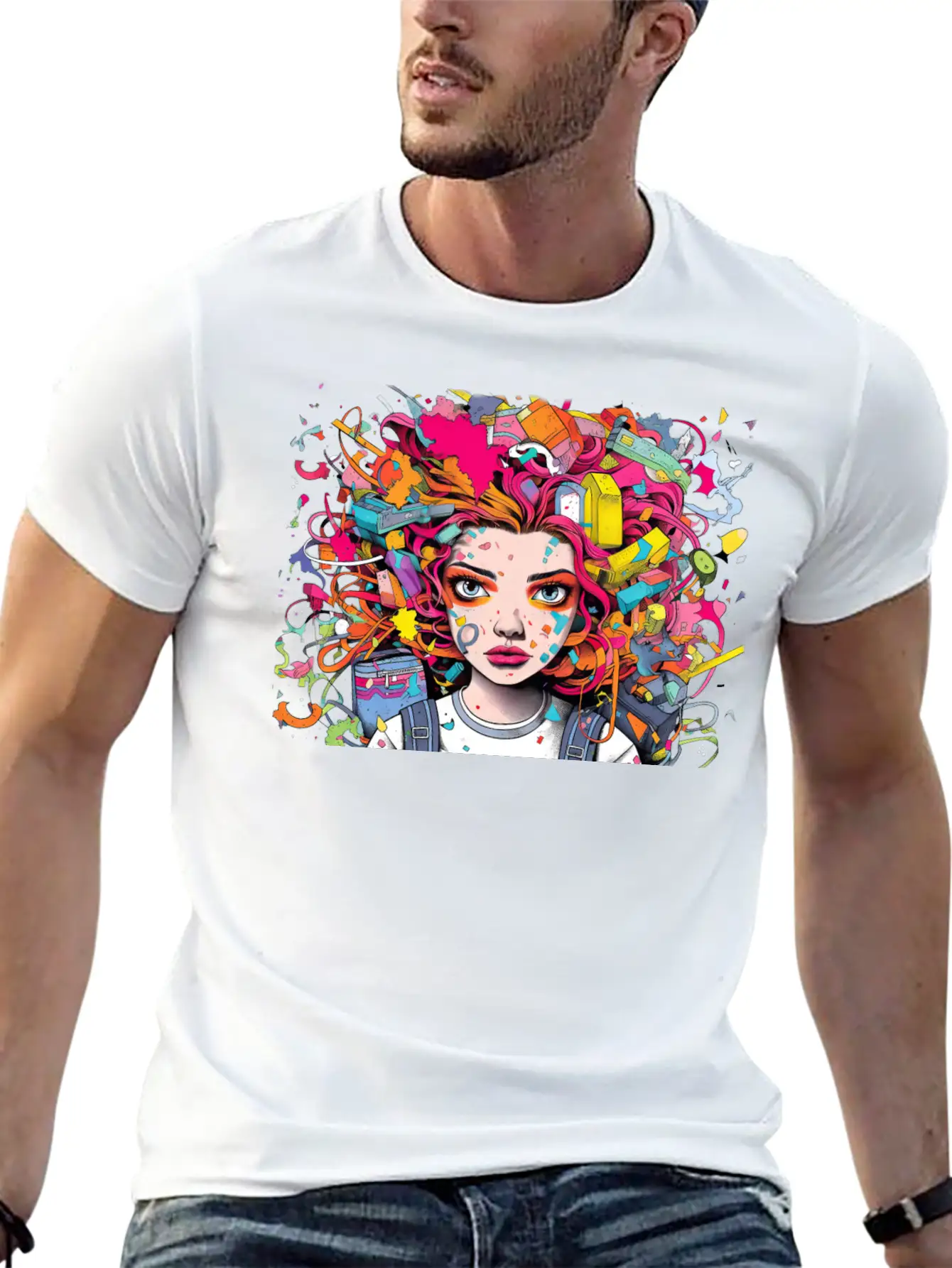 Pop Art Back To School Portrait Breathable Soft Cotton T-Shirt – Timeless Casual Look