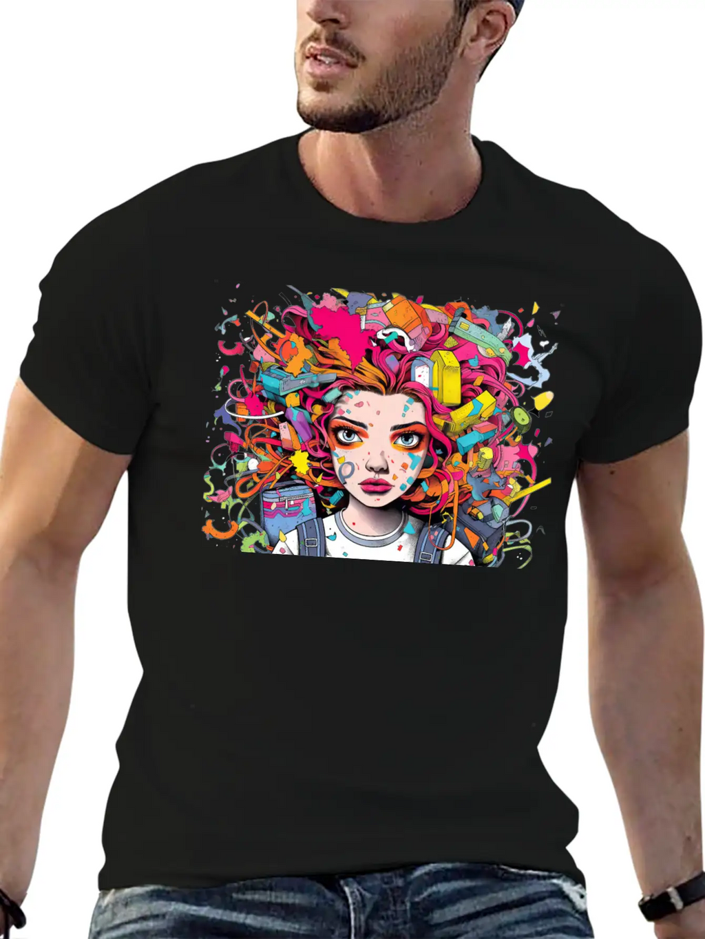 Pop Art Back To School Portrait Breathable Soft Cotton T-Shirt – Timeless Casual Look