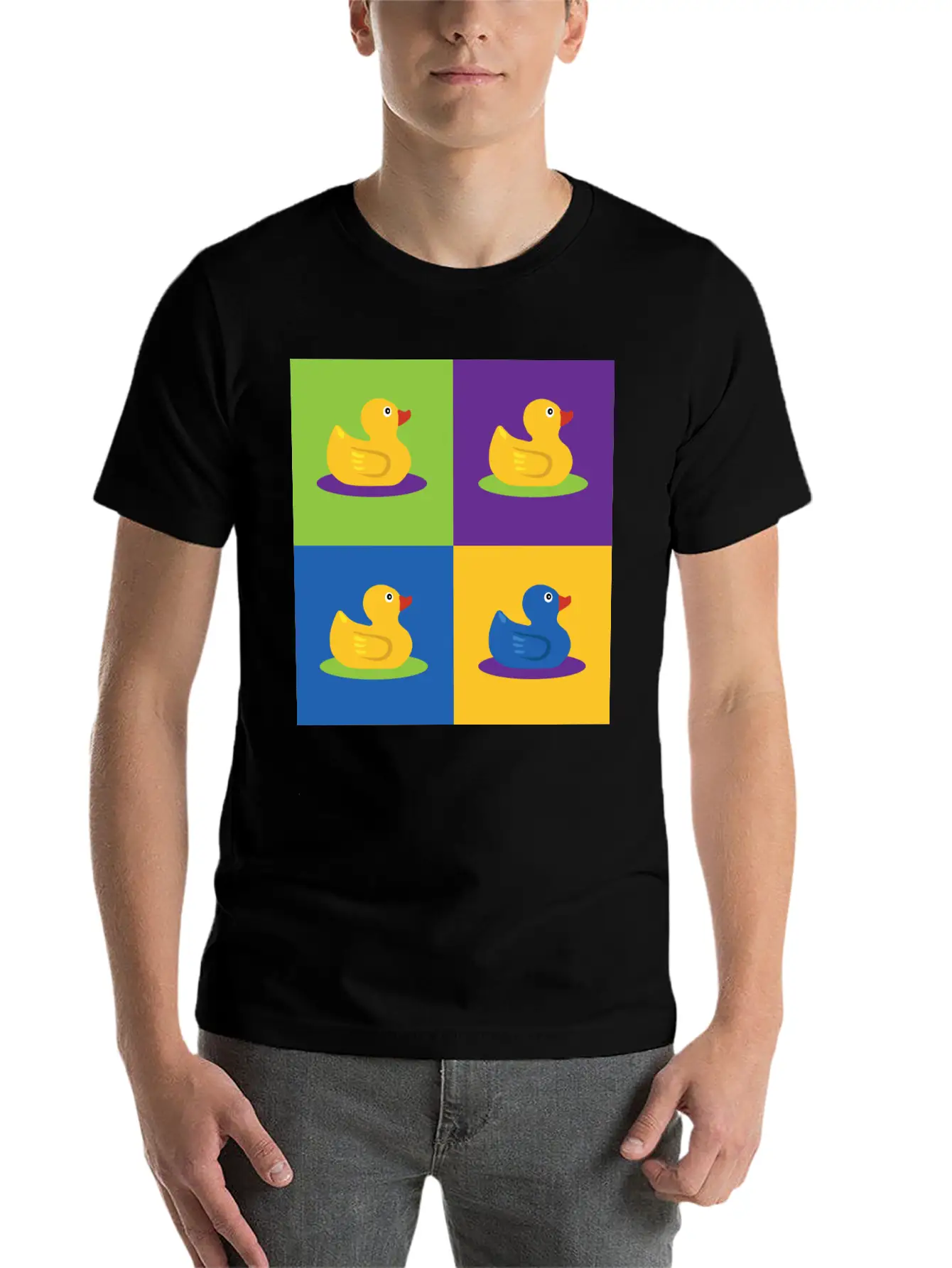 Pop Art Shirt Ducks Graphic Art Retro Gift Tee Unisex Short Sleeve Soft Cotton T-Shirt – Casual Everyday Wear